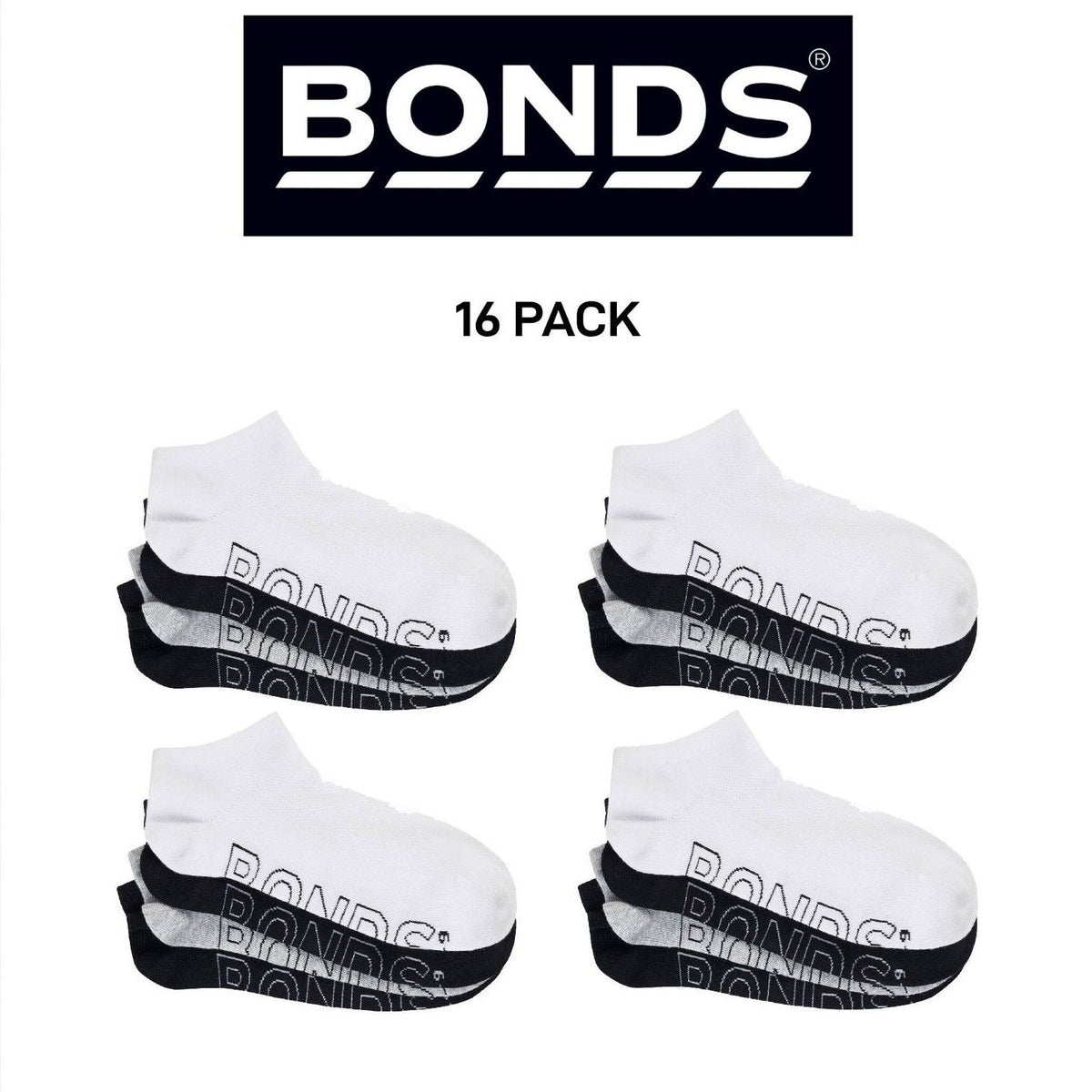 Bonds Mens Logo Lightweight No Show Extra Comfort Mesh Cooling 16 Pack SXN44N