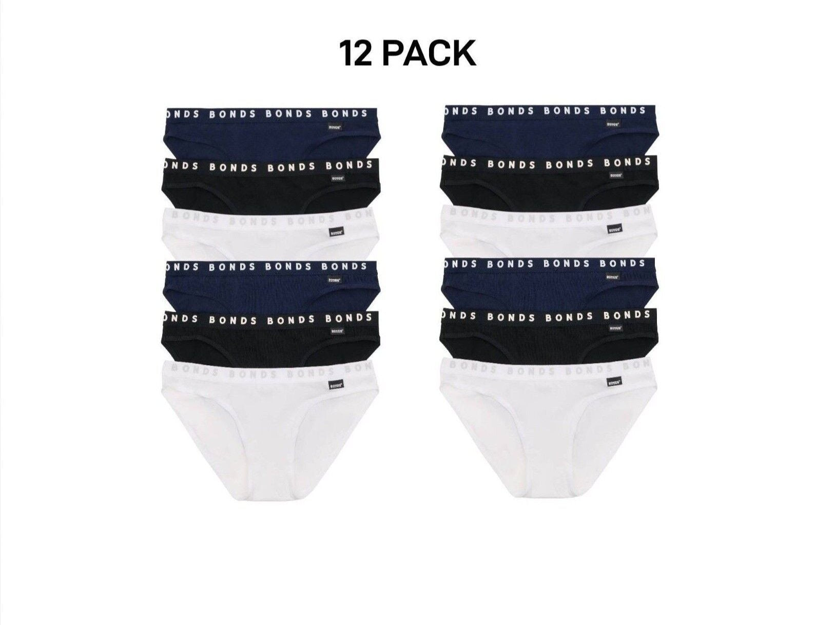 Bonds Girls Hipster Bikini Plain Comfortable Cotton Fabric 12 Pack UWPR3A