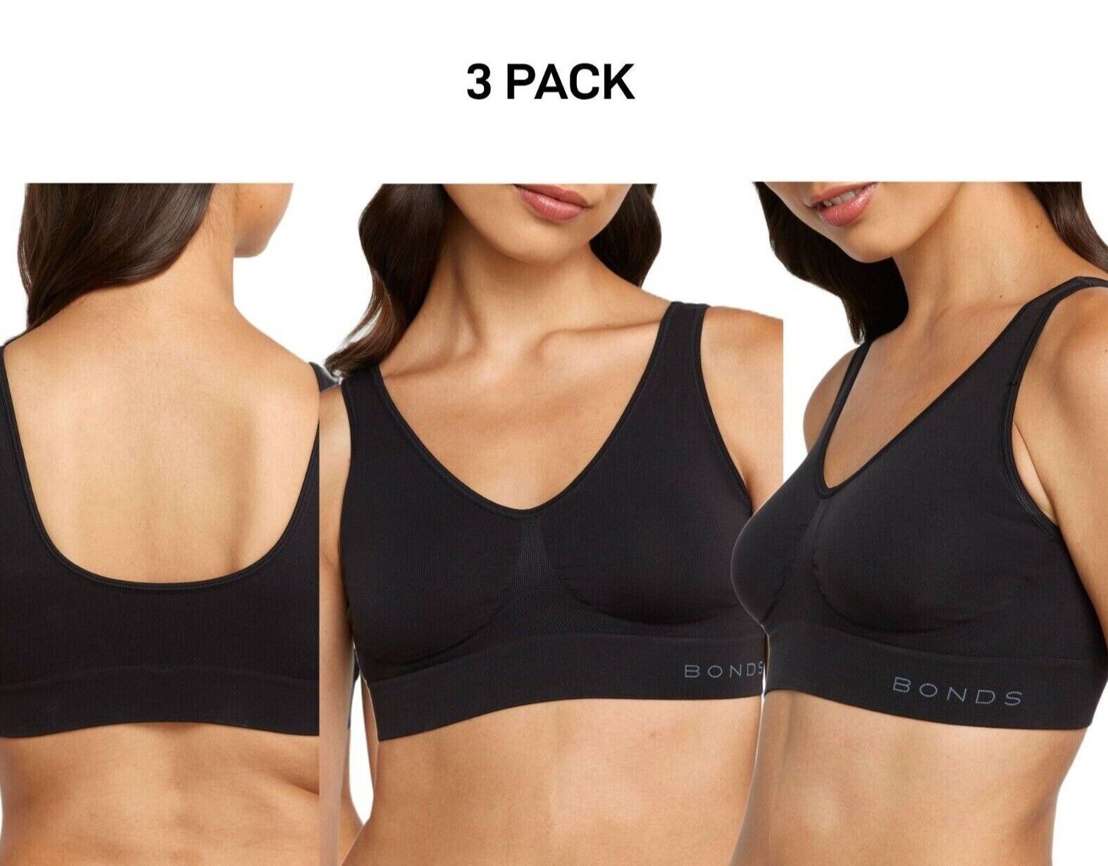 Bonds Womens Comfy Crop Regular Super Soft Flexible Wirefree Bra 3 Pack WVLHY