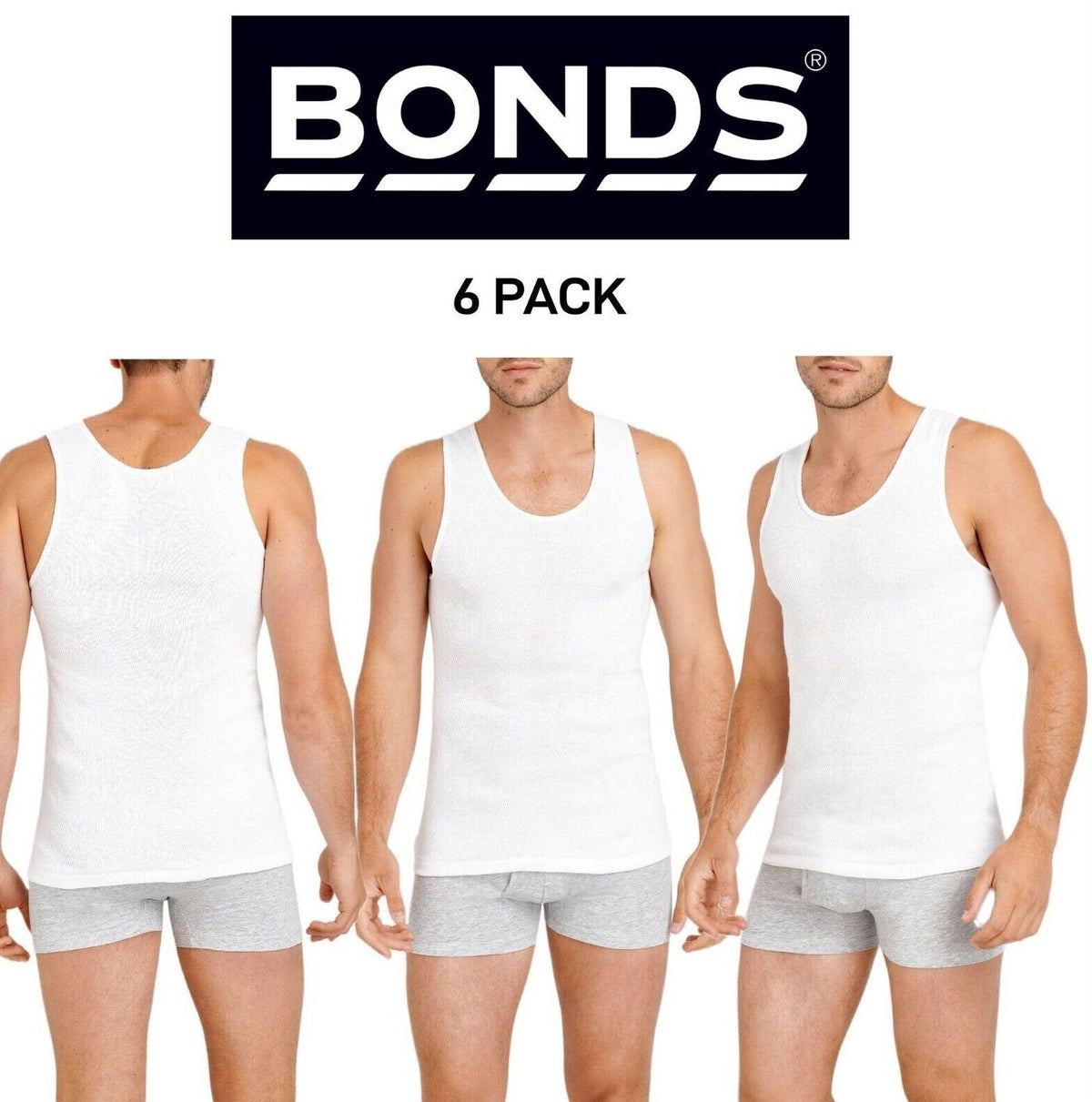 Bonds Mens Chesty Singlets Cotton Perfect Comfortable Fit 6 Pack M37566