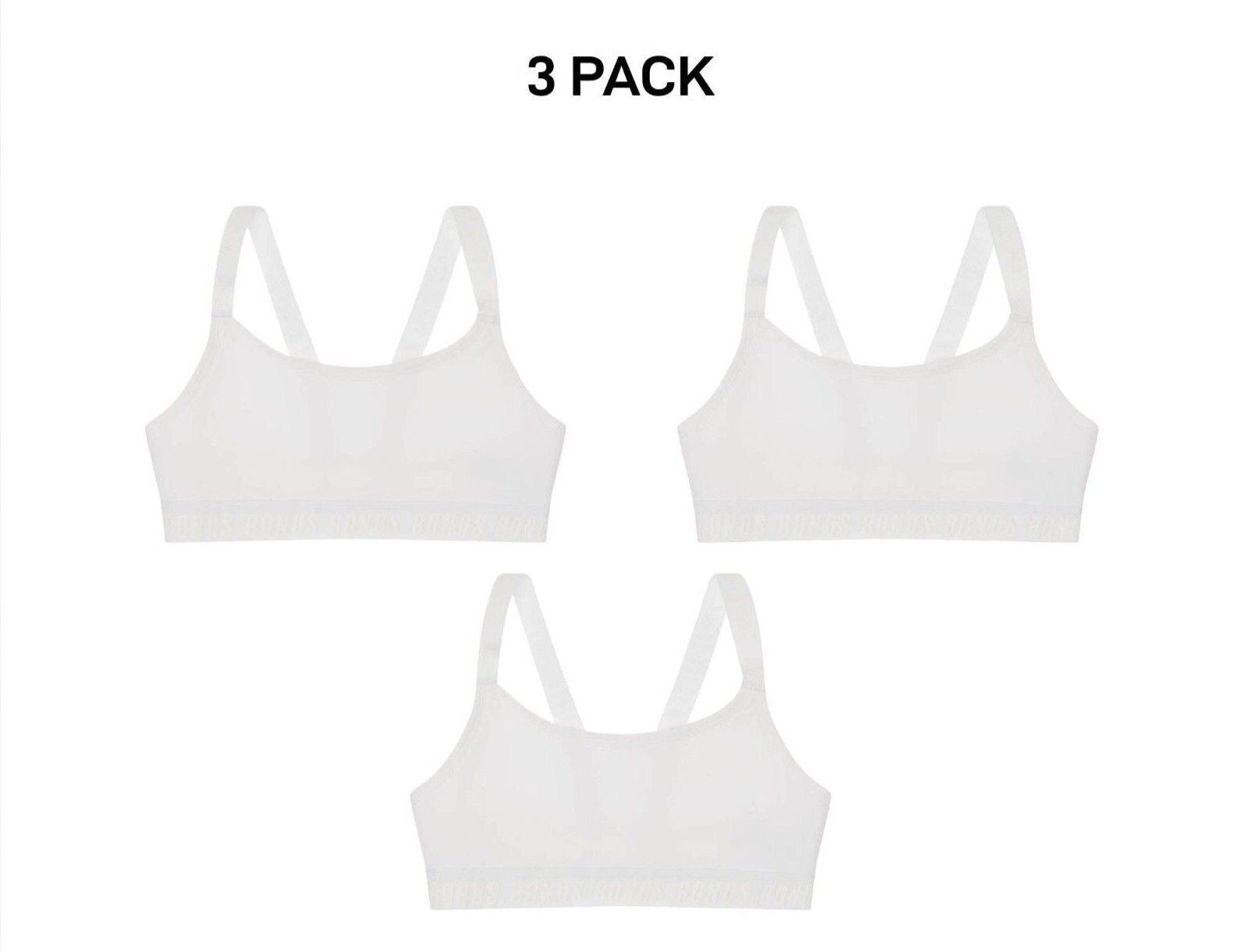 Bonds Girls Performance Pullover Crop Durable and Stretchy Bra 3 Pack UWH41A