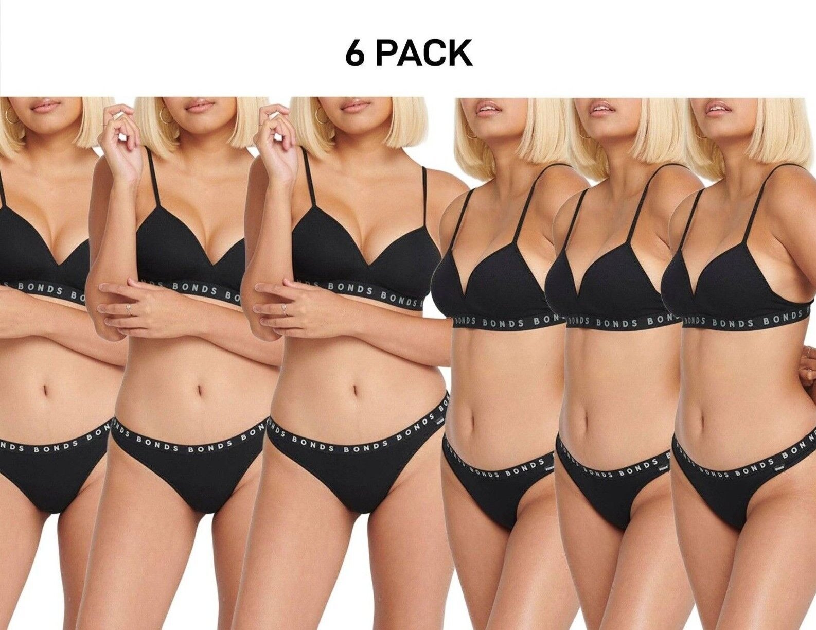 Bonds Womens Hipster Refined Gee Stretchable and Comfortable Undie 6 Pack WUVEA