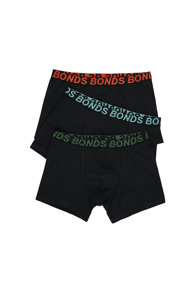 Bonds Boys Trunk Sport Moisture Wicking Cool & Dry Comfort Covered 3 Pack UWKN3A