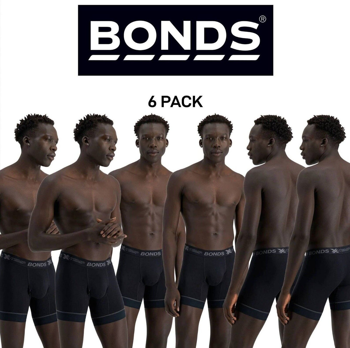 Bonds Mens X-Temp Grip Tech Mid Trunk Support and Protect Mid Length 6 Pack MWR7
