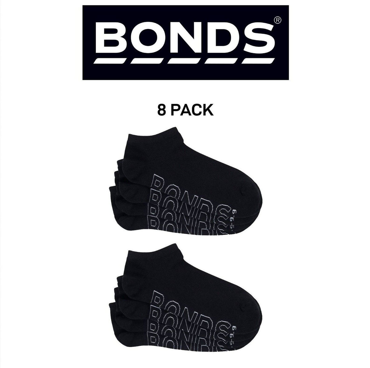 Bonds Mens Logo Lightweight No Show With Mesh Cooling Zone Socks 8 Pack SXN44N