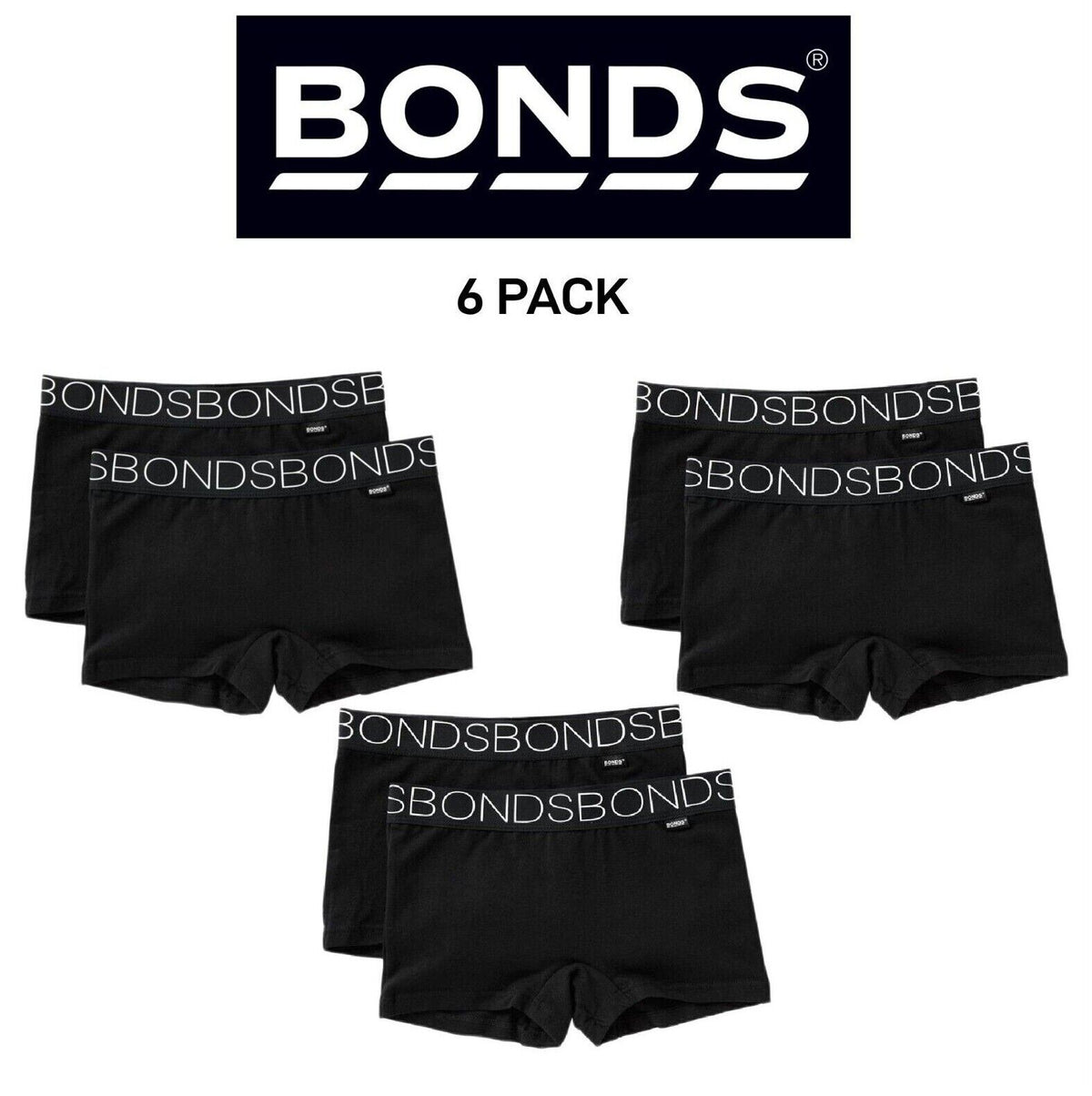 Bonds Girls Stretchies Shorties Brief Soft Cotton Comfortable 6 Pack UXVD2A