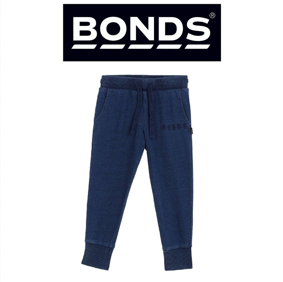 Bonds Kids Denim Trackie Pants Soft Rib Cuff Comfy Stretchy Elastic KX9JK