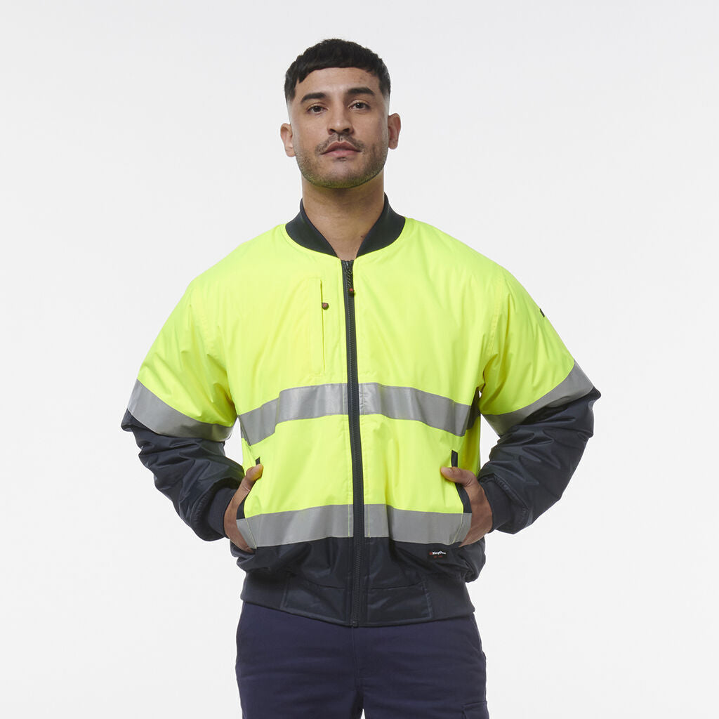 KingGee Mens 4 Pack Hi Vis Reflective Quilted Bomber Work Safety Jacket K55032