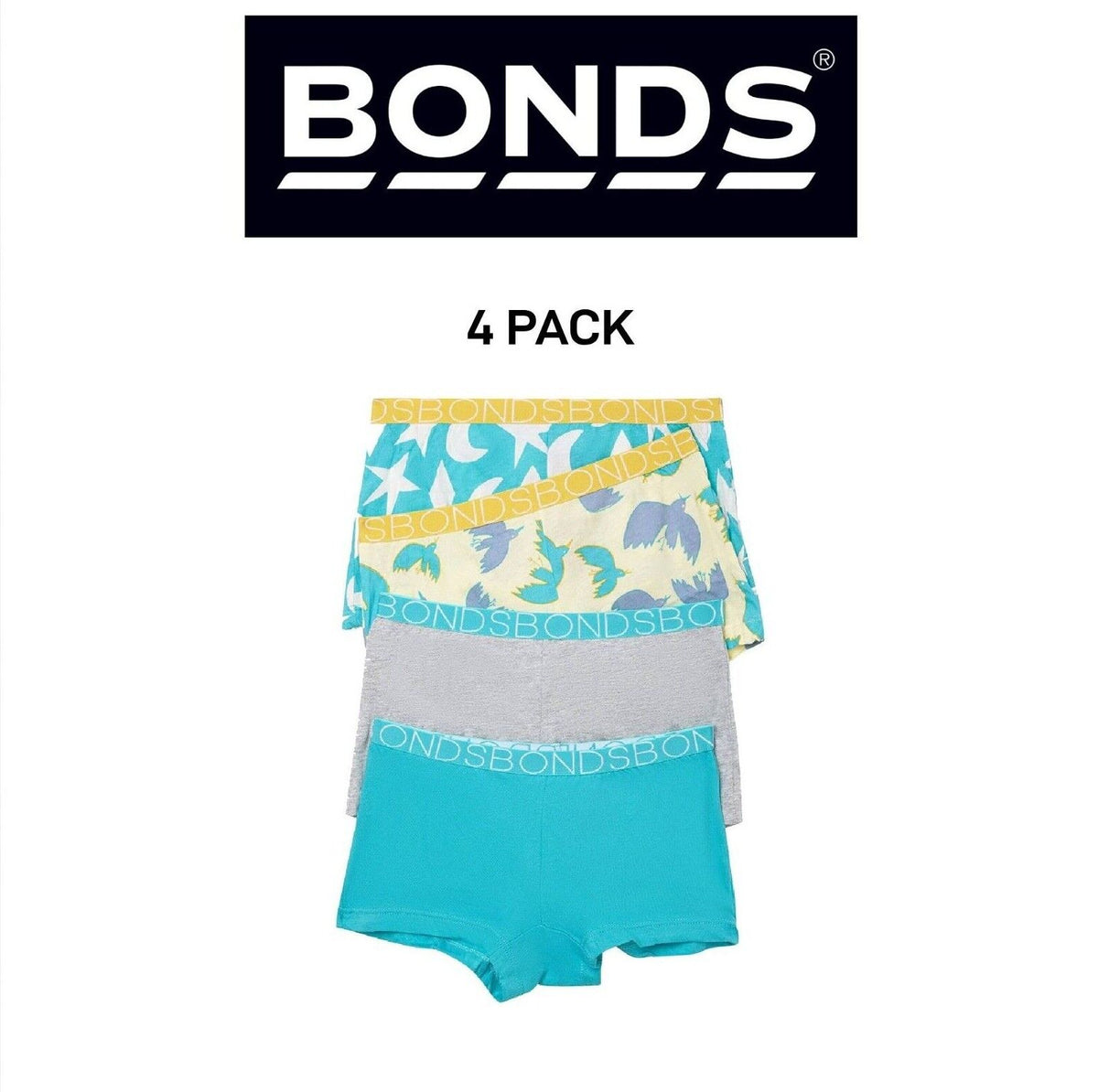 Bonds Girls Shortie Full Coverage Modesty Ultimate Soft Waistband 4 Pack UWCA4A
