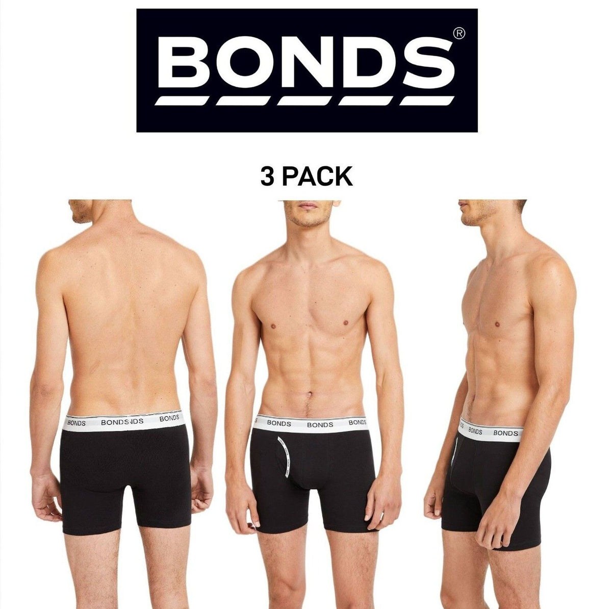 Bonds Mens Guyfront Mid Trunk Moisture Wicking to Keep Cool and Dry 3 Pack MY7WA