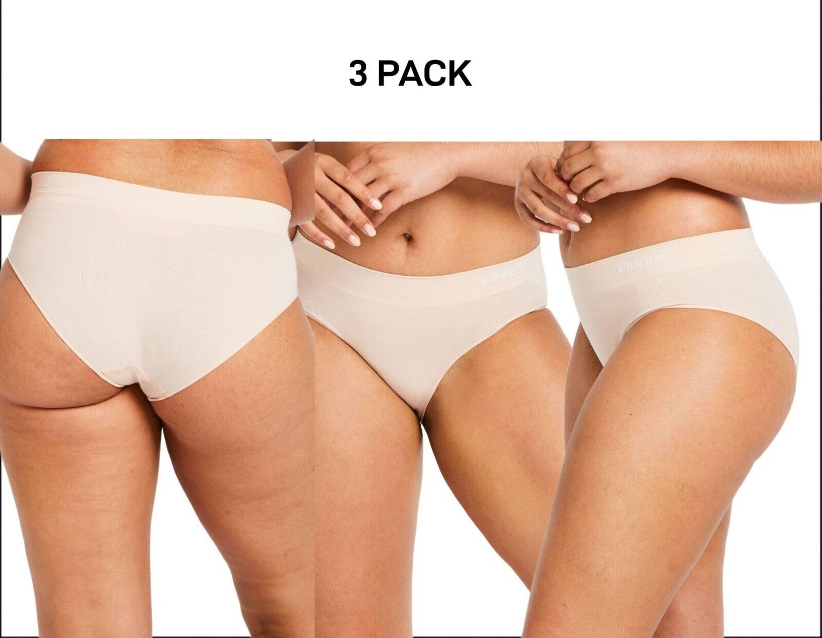 Bonds Womens Midi Seamless Smooth and Soft Breathable Brief 3 Pack WWGCA