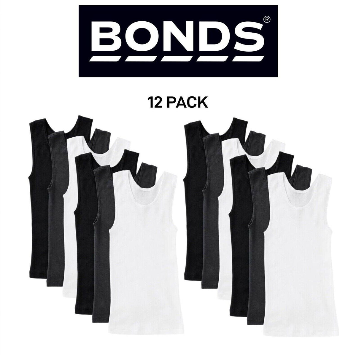 Bonds Boys New Chesty Vest Cotton Singlet Soft Comfort Cotton 12 Pack UYG33A