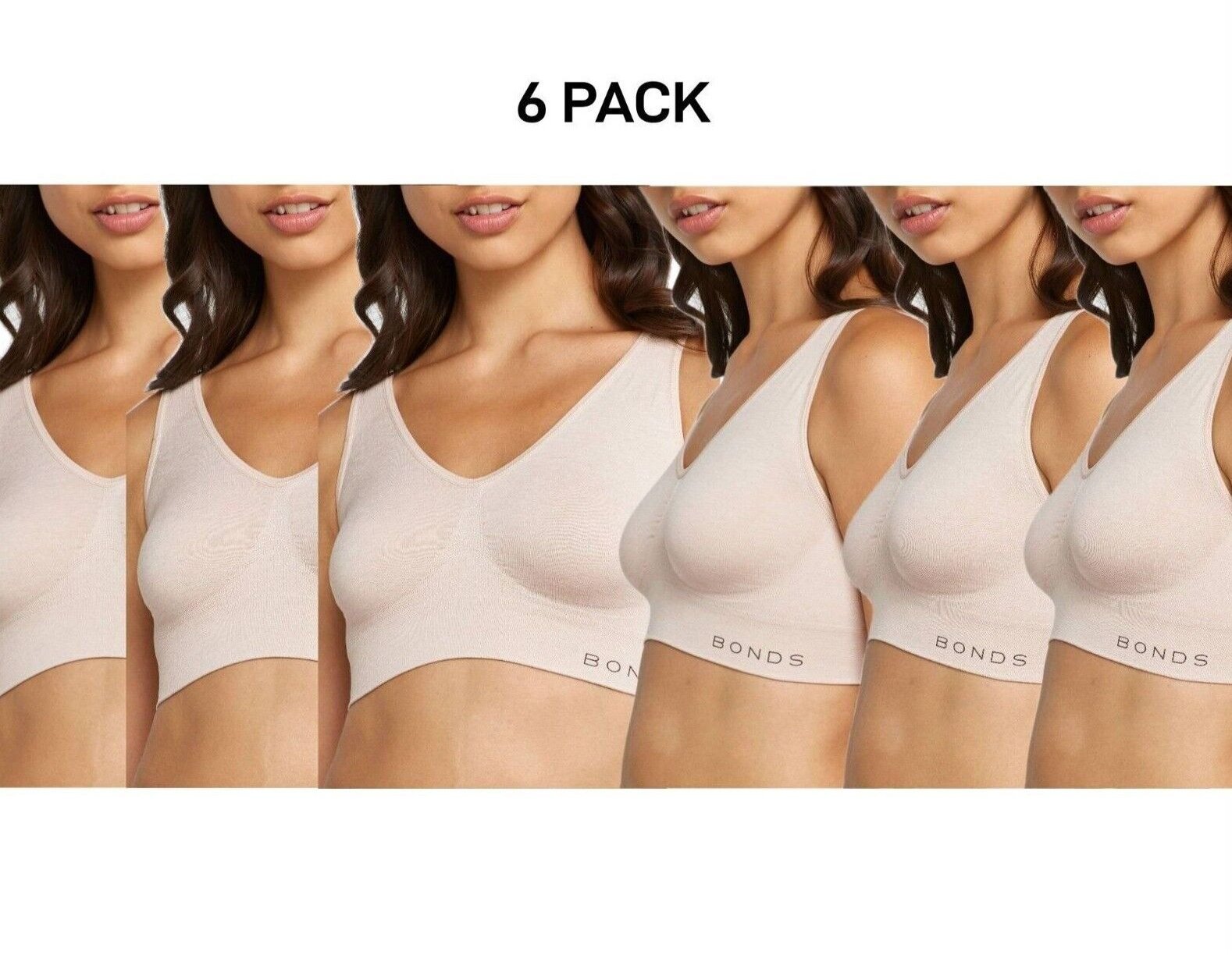 Bonds Womens Comfy Crop Regular Super Soft Flexible Wirefree Bra 6 Pack WVLHY