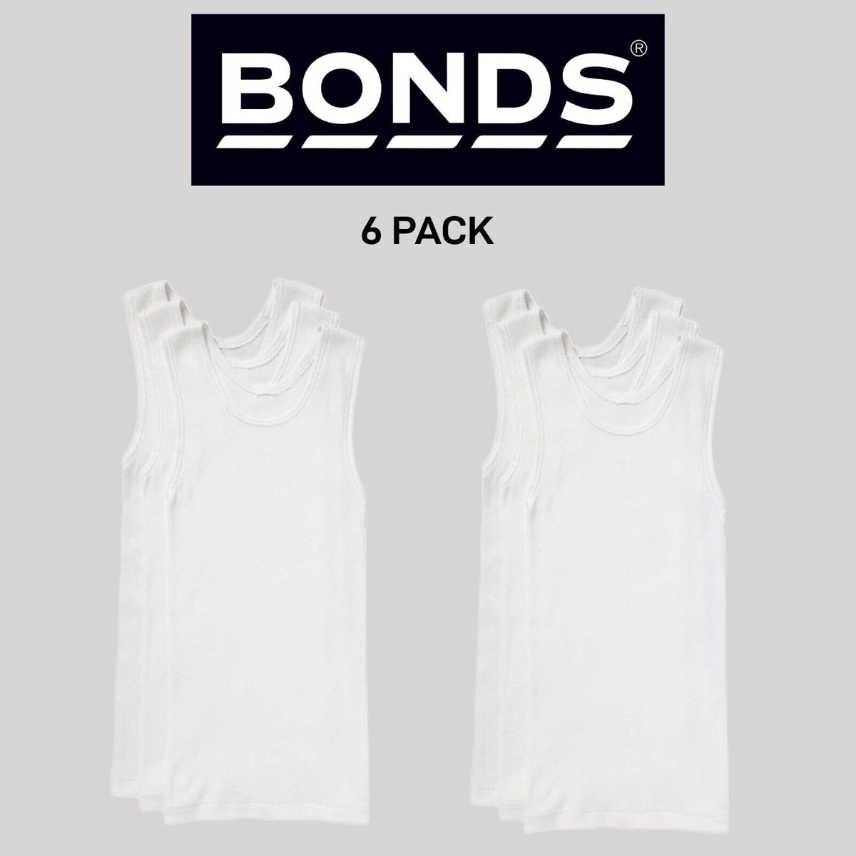 Bonds Boys New Chesty Vest Cotton Singlet Soft Comfort Cotton 6 Pack UYG33A