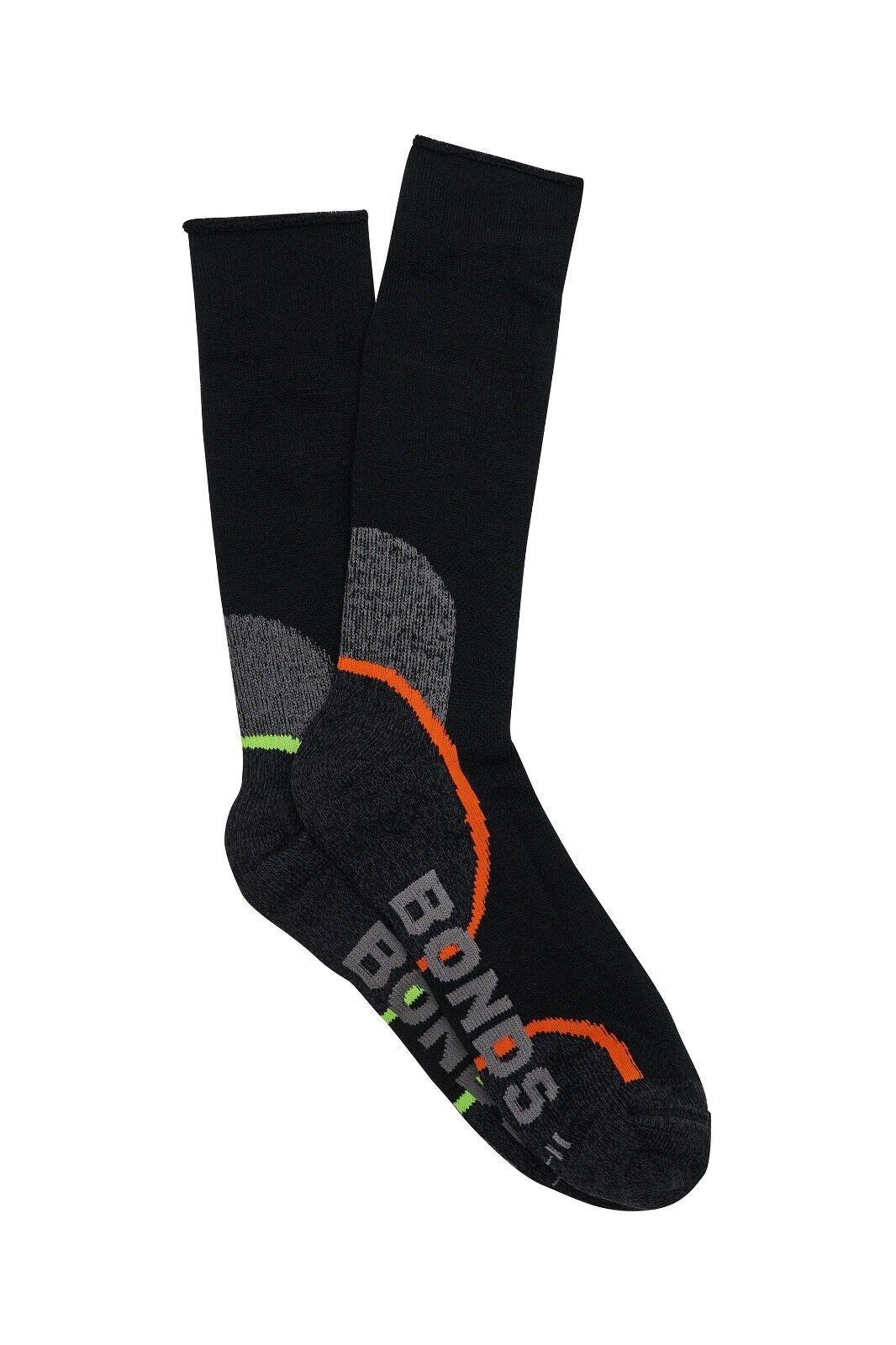 Bonds Mens Acrylic Work Socks Ultimate Comfort Crew Black High 12 Pack S8697D