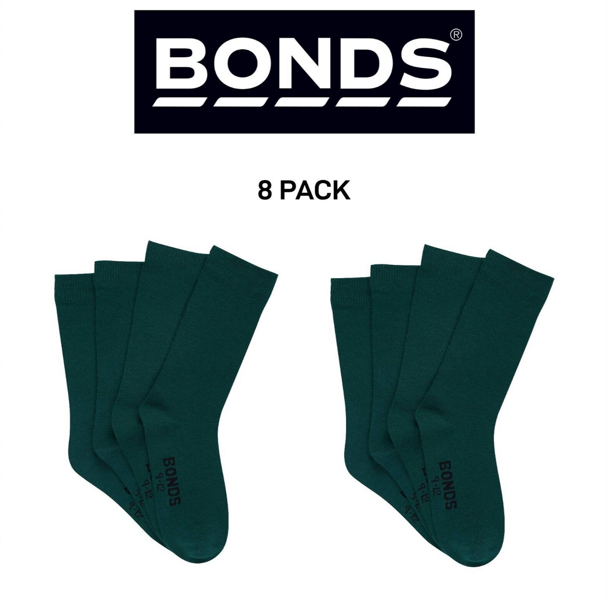Bonds Kids School Oxford Crew Socks Ultimate Comfort and Softness 8 Pack RY4X4N
