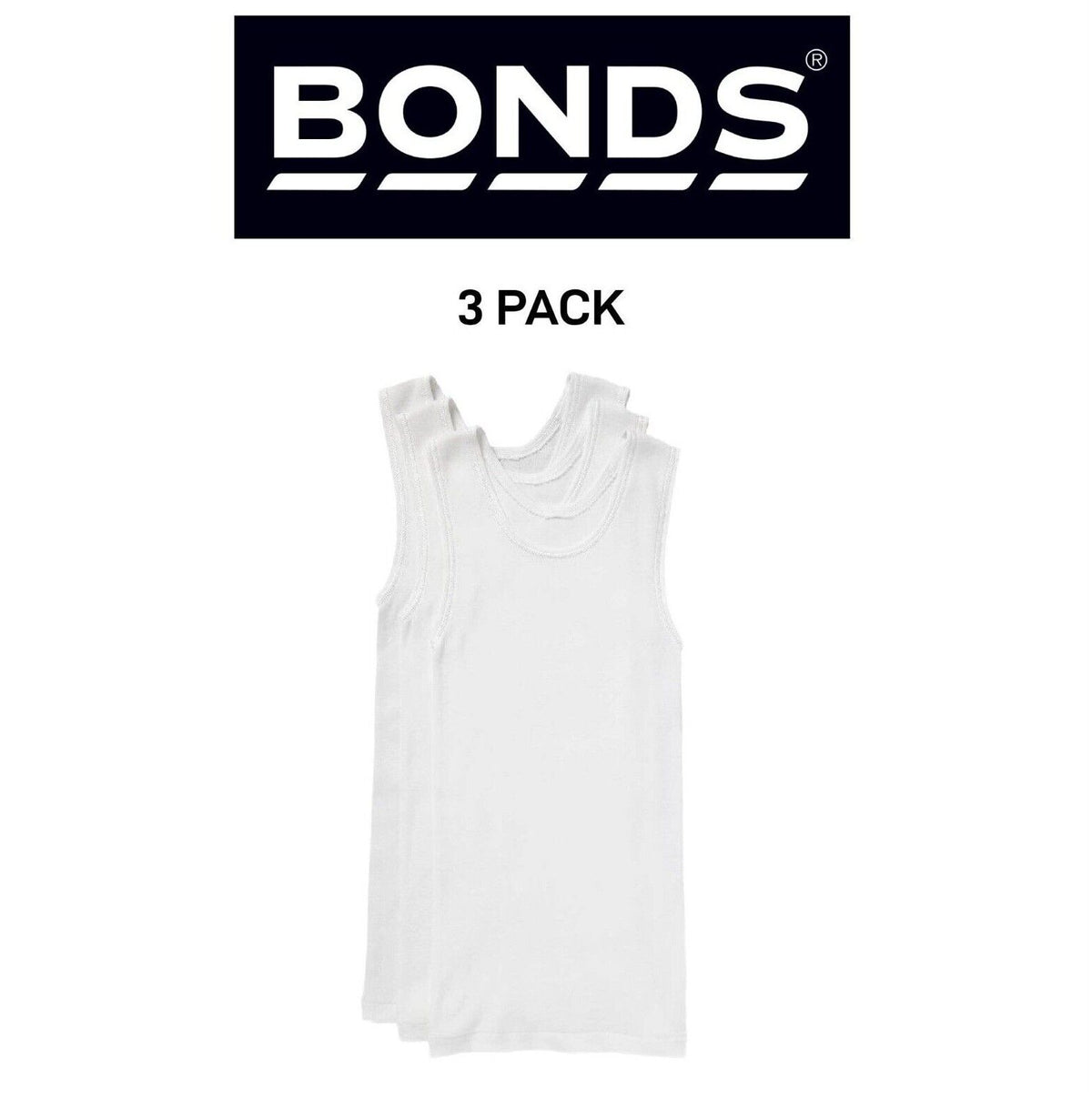 Bonds Boys New Chesty Vest Cotton Singlet Soft Comfort Cotton 3 Pack UYG33A