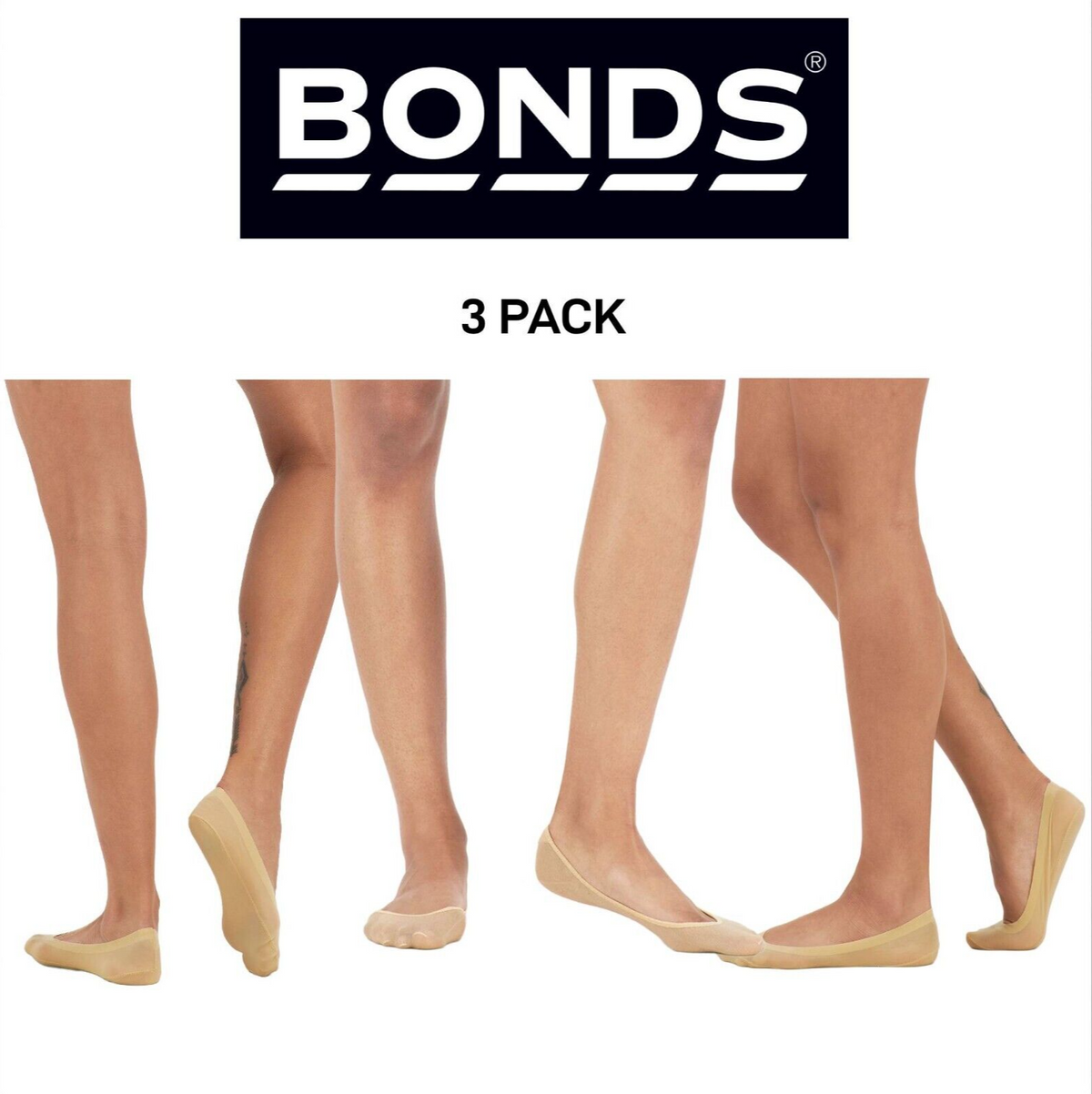 Bonds Womens Sheer Relief Smooth Footlet Soft Seamless Cushioned 3 Pack HXPV1N