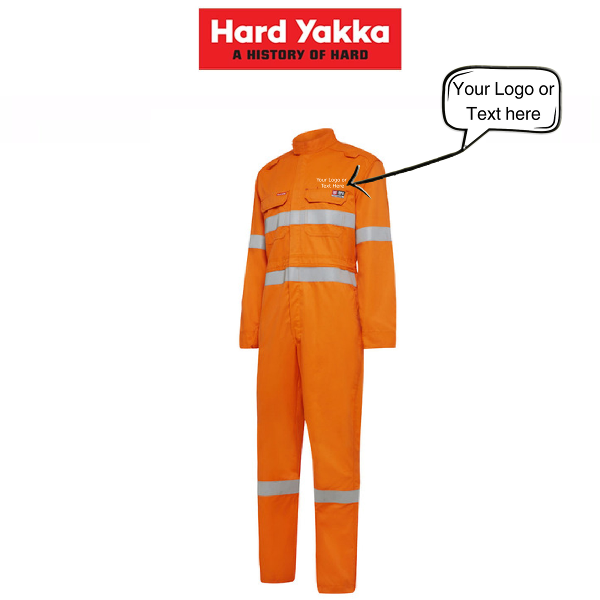 Hard Yakka 4 Pack Personalised Work FR Coverall Logo Embroidery Print Y00080