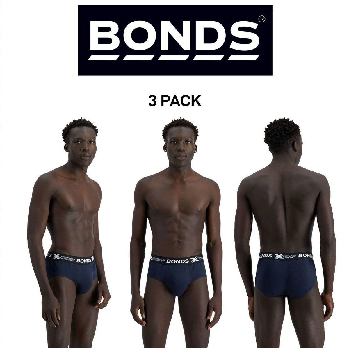 Bonds Mens X-Temp Brief X-Treme Support and X-Tra Comfort Undies 3 Pack MX4L