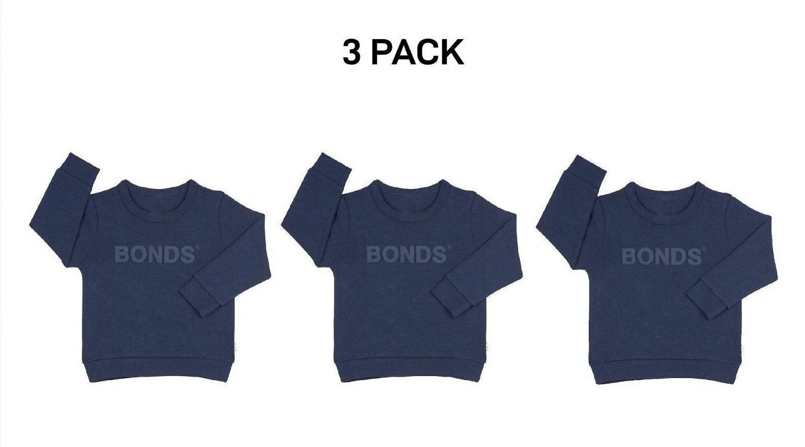 Bonds Baby Tech Sweats Pullover Ultimate Warm Comfort Sporty Style 3 Pack KVQTA