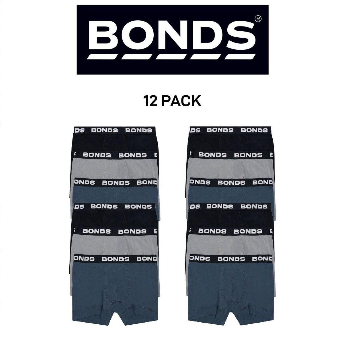 Bonds Mens Total Package Trunk Soft and Breathable Viscose Bamboo 12 Pack MWK83A