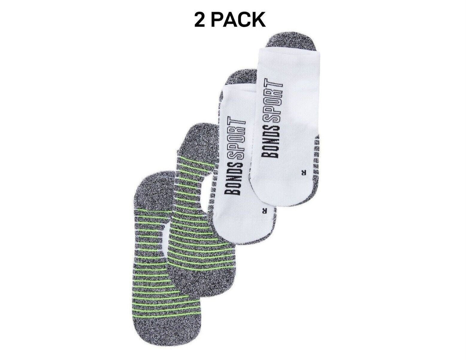 Bonds Mens Sport Tech No Show Sock Cushioned Shock-Absorbing Sole 2 Pack SYCK2N