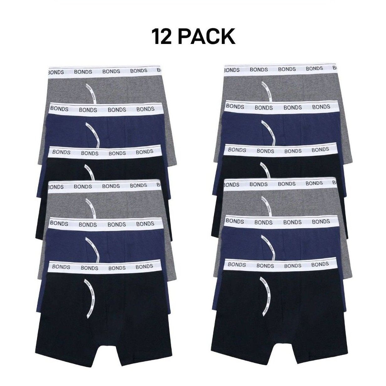 Bonds Mens Guyfront Mid Trunk Signature Fly Opening Seamfree Side 12 Pack MWXB3A