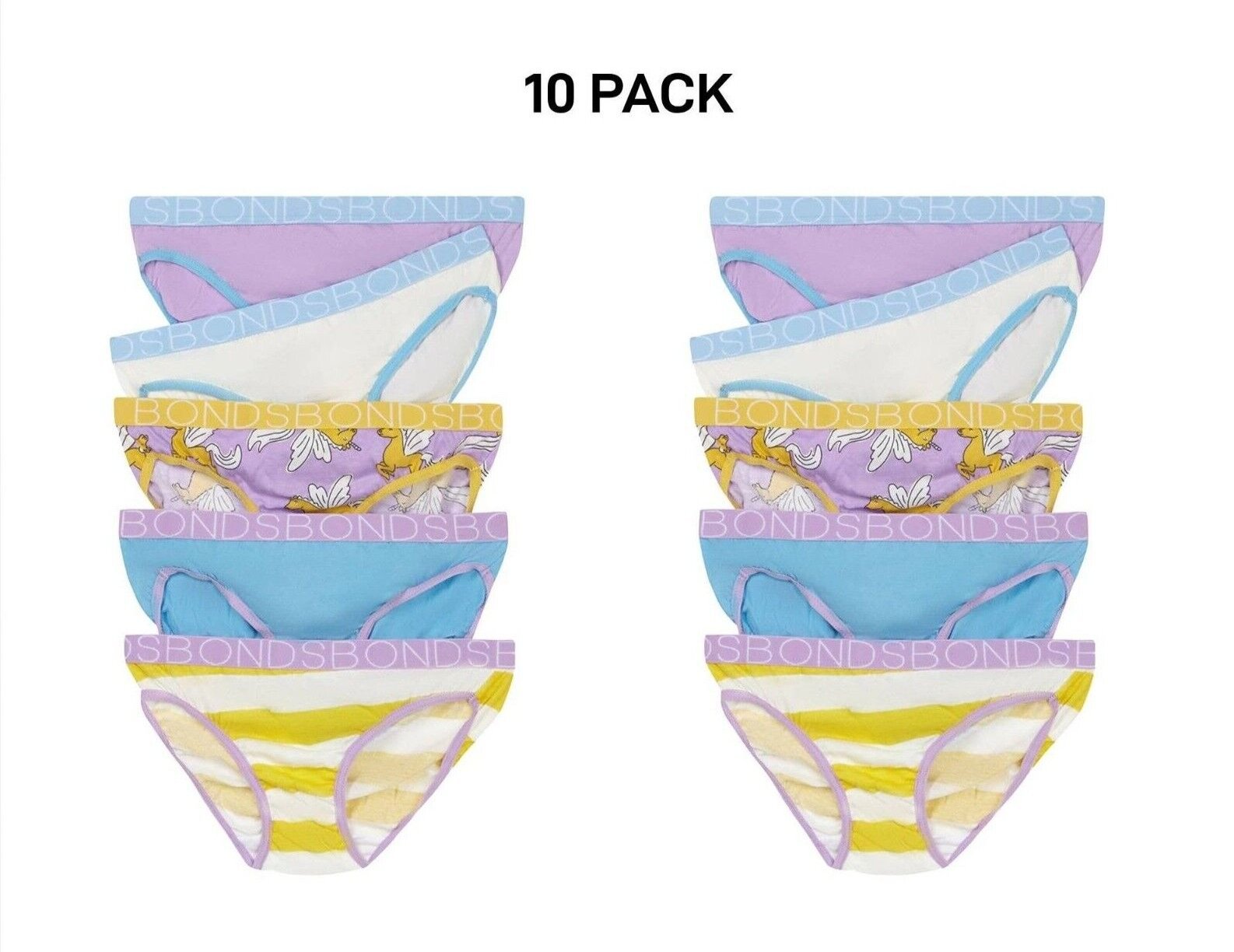 Bonds Girls Bikini Soft and Stretchy Perfect Everyday Coverage 10 Pack UWNV5A
