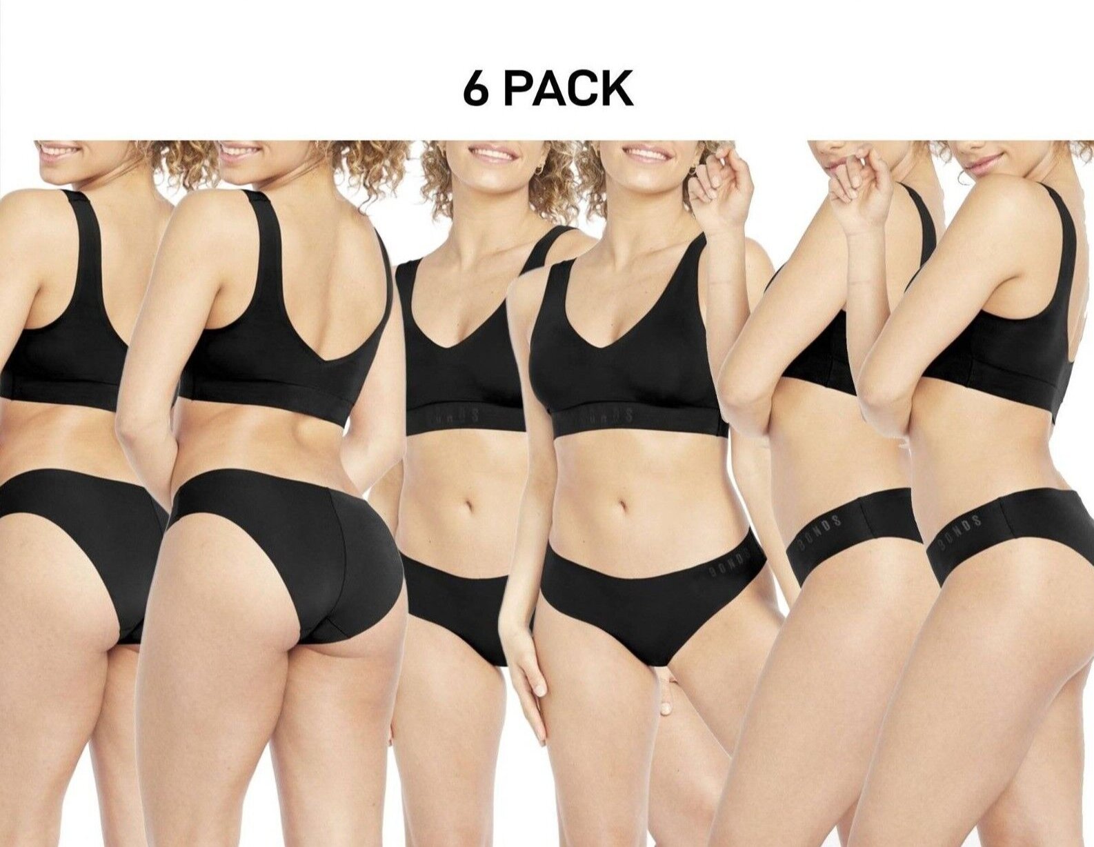 Bonds Womens Invisi Freecuts Bikini Medium Coverage Bikini Shape 6 Pack WU3T