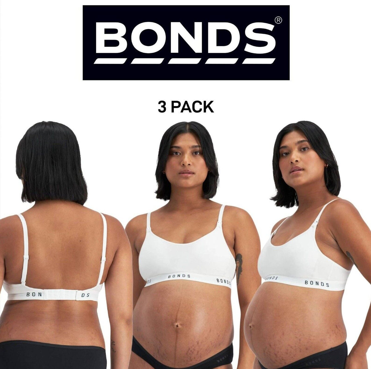 Bonds Womens Damn Dry Milk Leaks Scoop Crop Comfy Easy Feeding Clip 3 Pack YWQL