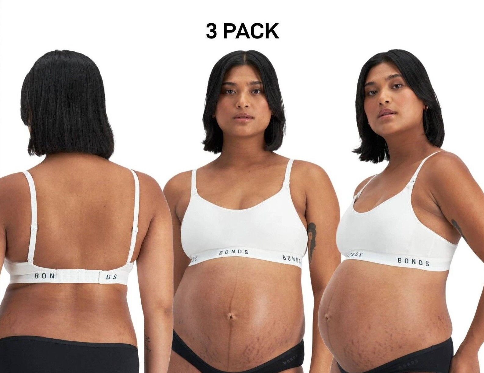 Bonds Womens Damn Dry Milk Leaks Scoop Crop Comfy Easy Feeding Clip 3 Pack YWQL