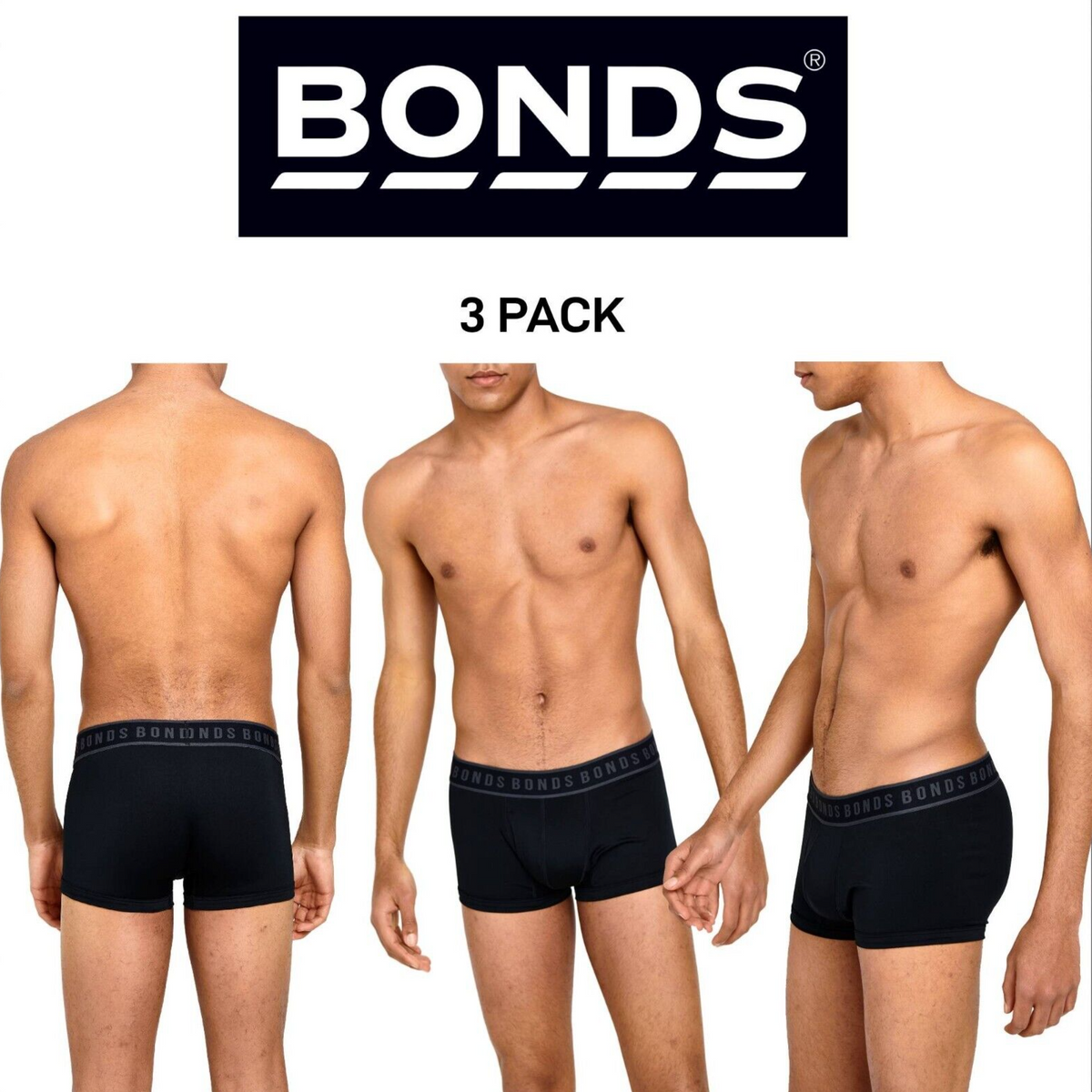 Bonds Mens Fit Luxe Trunk Ultra Soft Seasonal Fit Elastic Waistband 3 Pack MX4V