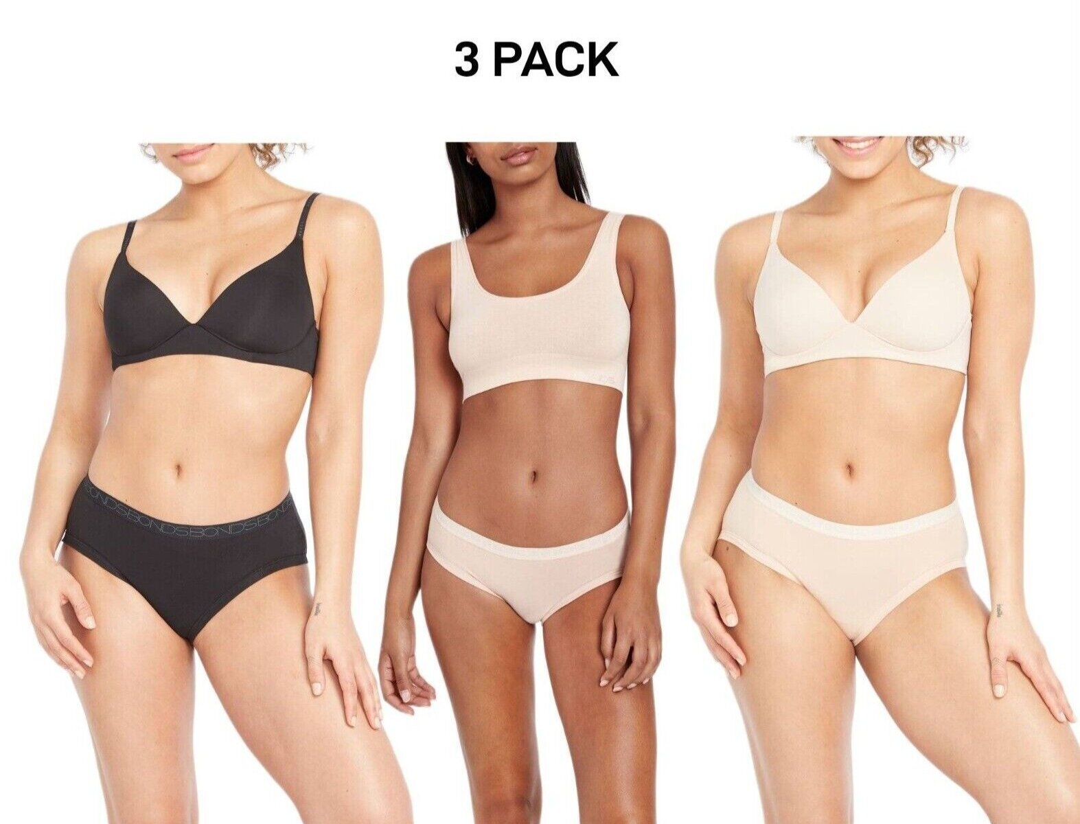 Bonds Womens Cottontails Midi Breathability and Comfort Brief 3 Pack WY5PA