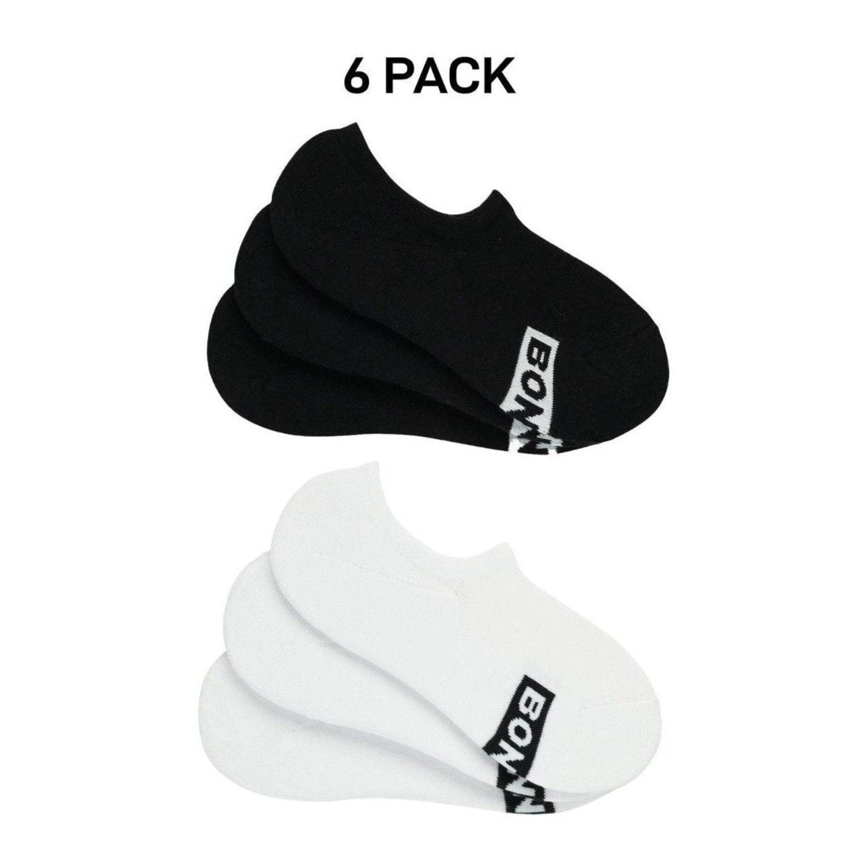 Bonds Mens Logo Sneaker Socks Cushioned Soles & Breathable Cotton 6 Pack SXKQ3N