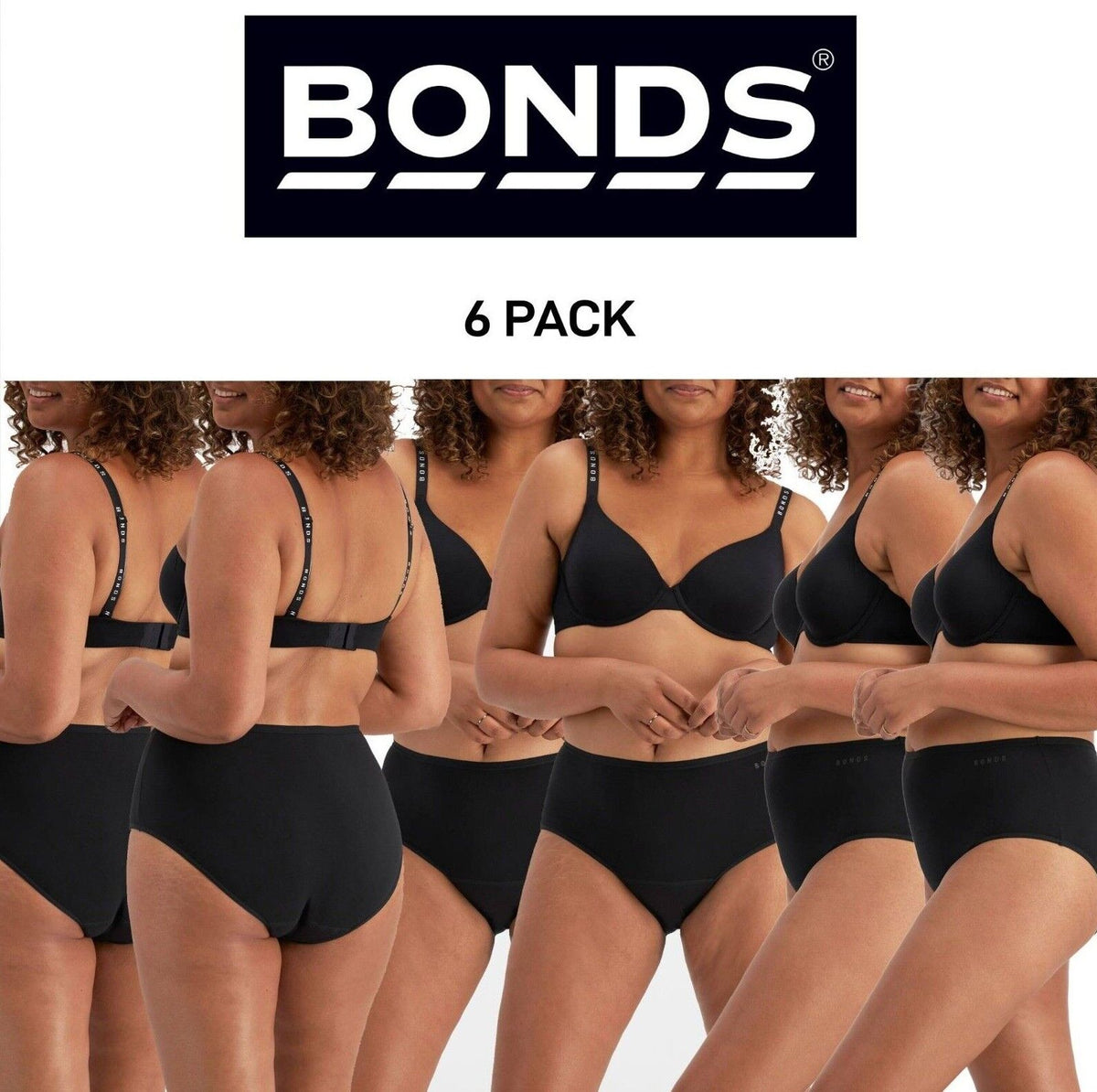 Bonds Womens Damn Dry Full Brief Stay Fresh Soft and Flexible Panty 6 Pack WRR8A