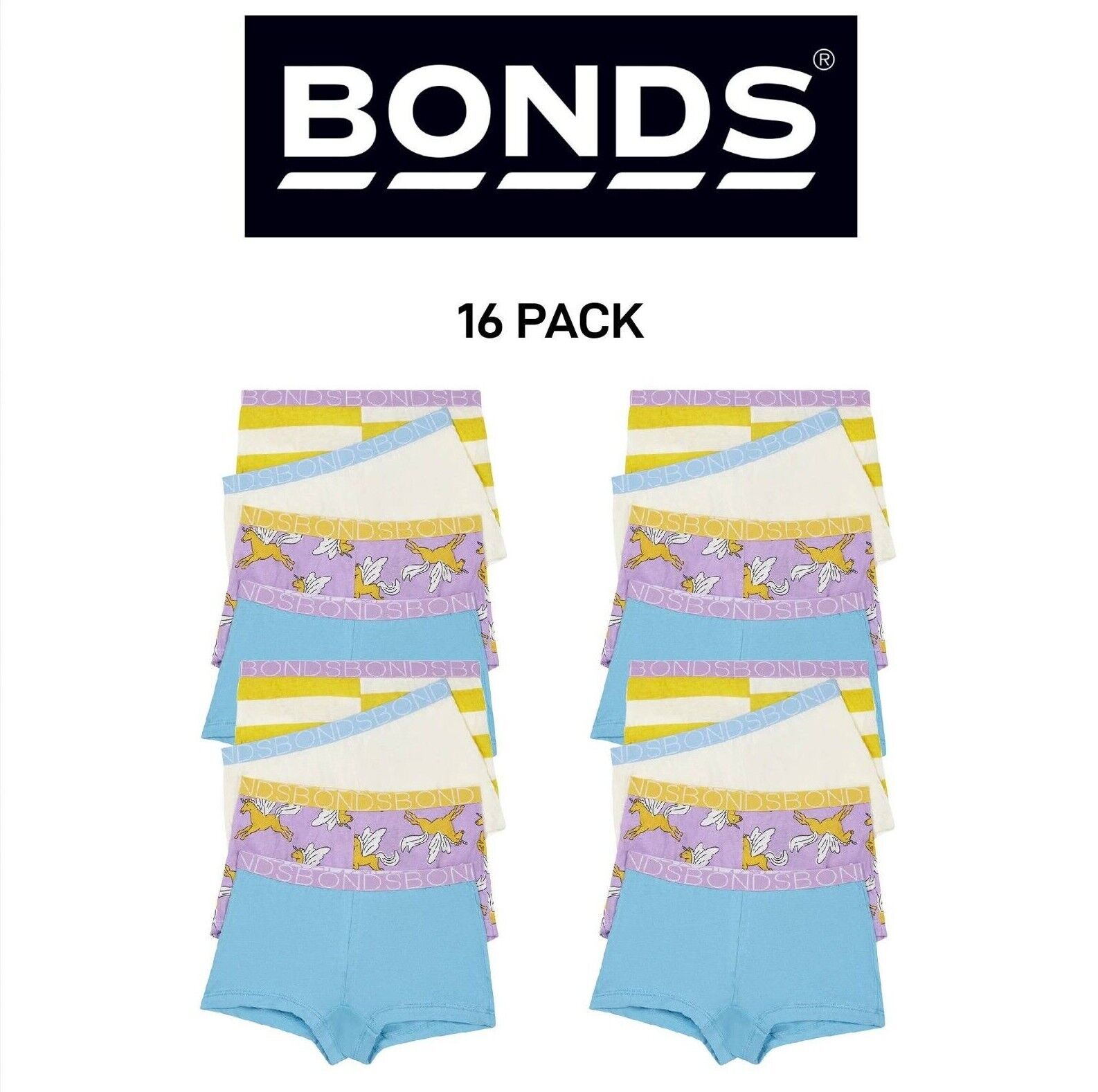 Bonds Girls Shortie Full Coverage Modesty Ultimate Soft Waistband 16 Pack UWCA4A