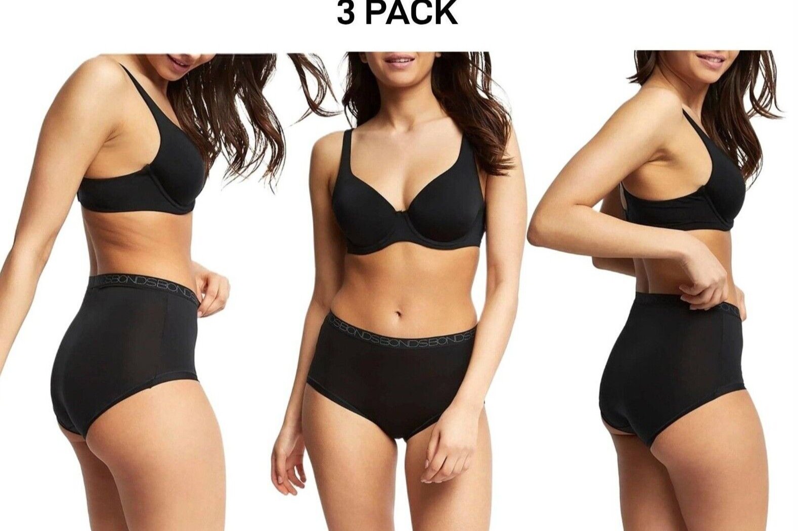 Bonds Womens Invisitails Full Brief Soft and Stretchy Waistband 3 Pack WZGGY