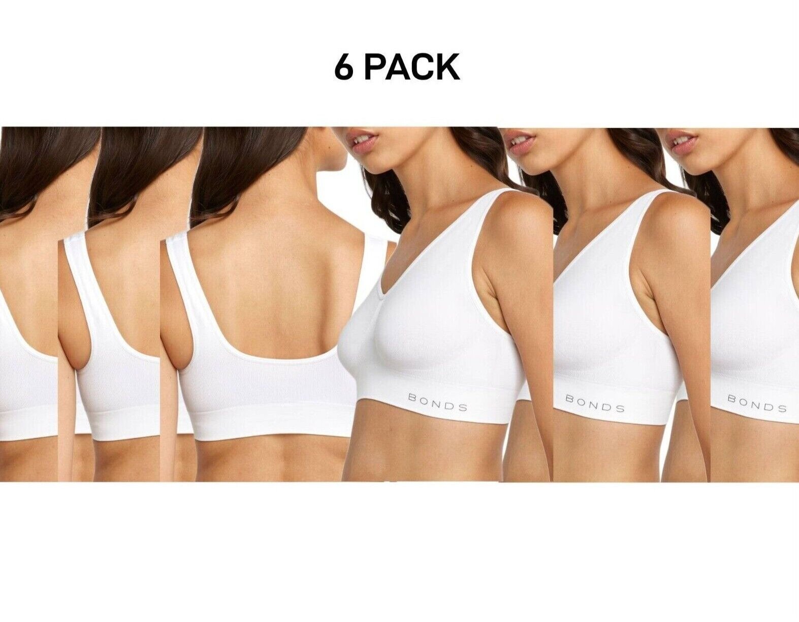 Bonds Womens Comfy Crop Regular Super Soft Flexible Wirefree Bra 6 Pack WVLHY