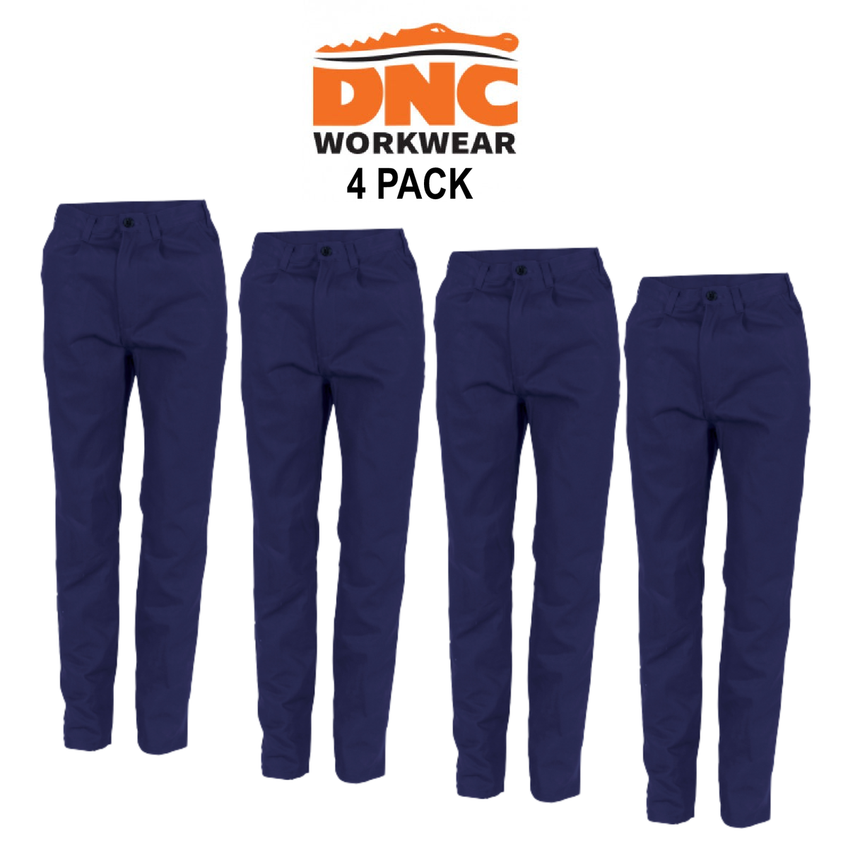 DNC Workwear 4 Pack Cotton Drill Work Pants Comfortable Work Tough Pant 3321