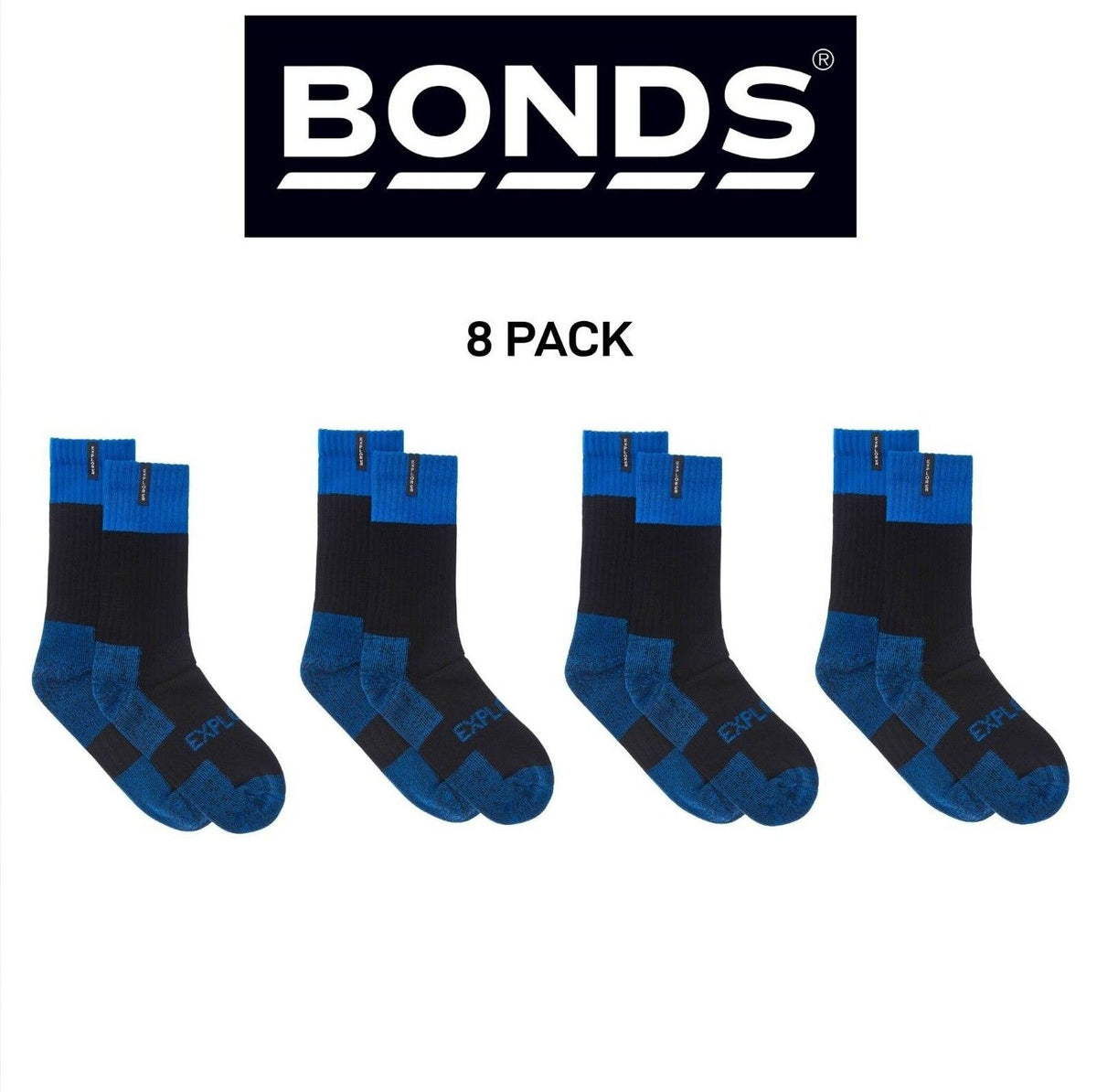 Bonds Mens Explorer Tough Work Durable Dual Layer Cotton 8 Pack SYNJ2W