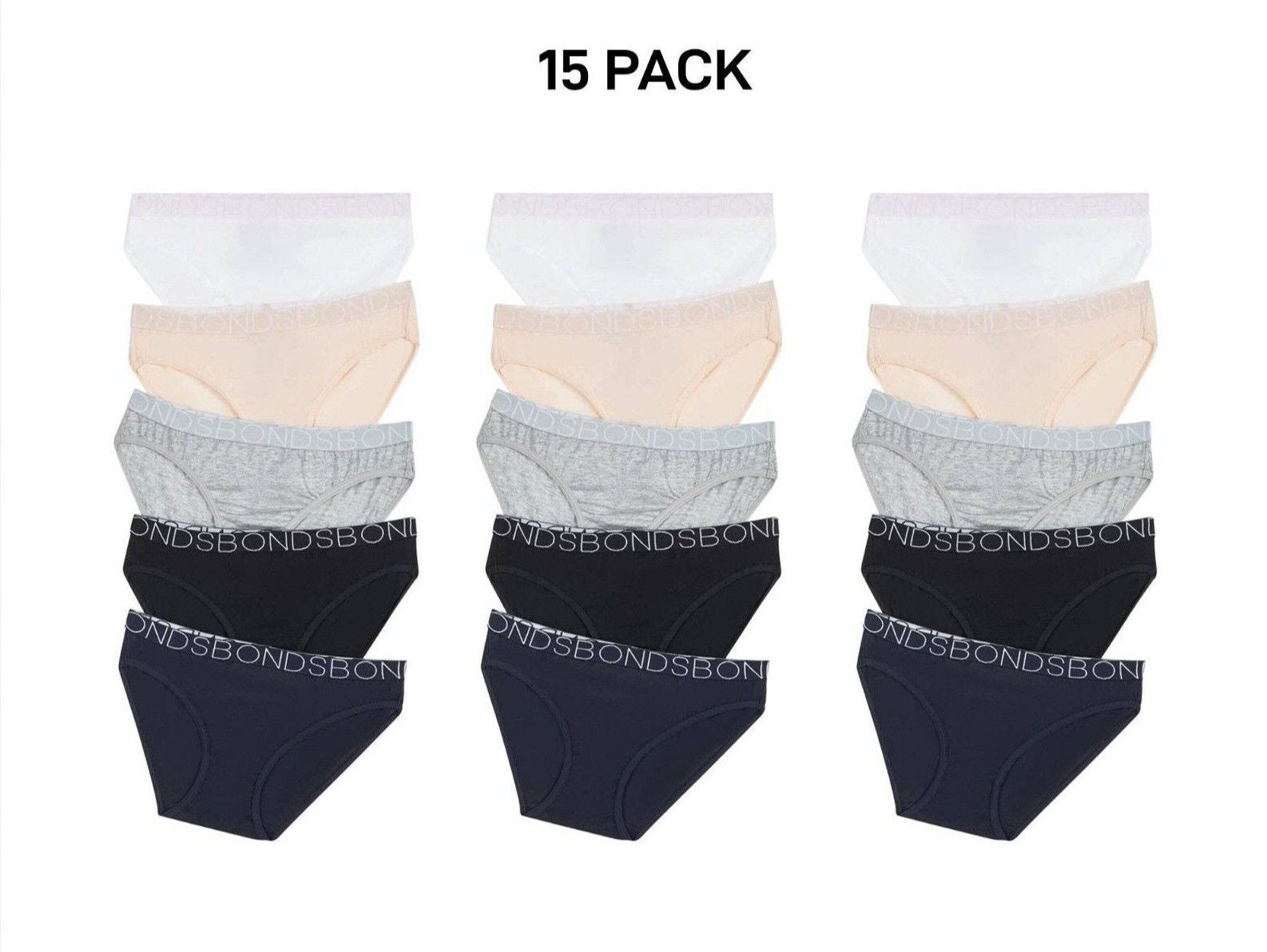 Bonds Girls Bikini Comfy Flexible Coverage Lightweight Breathable 15 Pack UWCE5A