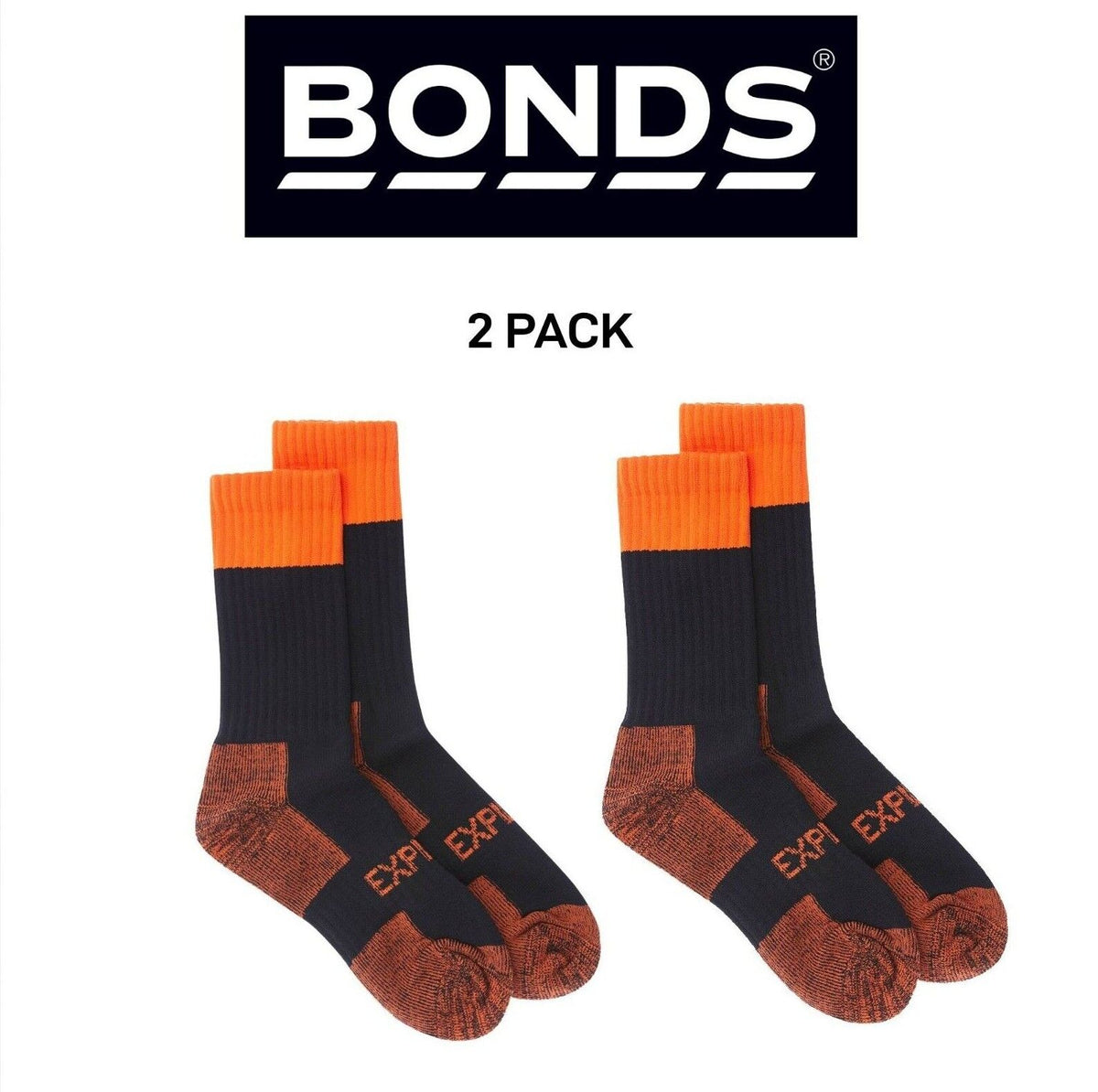 Bonds Mens Explorer Tough Work Durable Dual Layer Cotton 2 Pack SYNJ2W