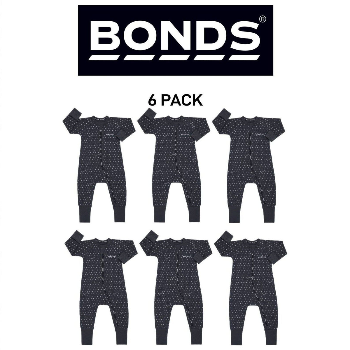 Bonds Baby Wondercool Zip Wondersuit Warmth Two-way Safety Zip 6 Pack BX49A