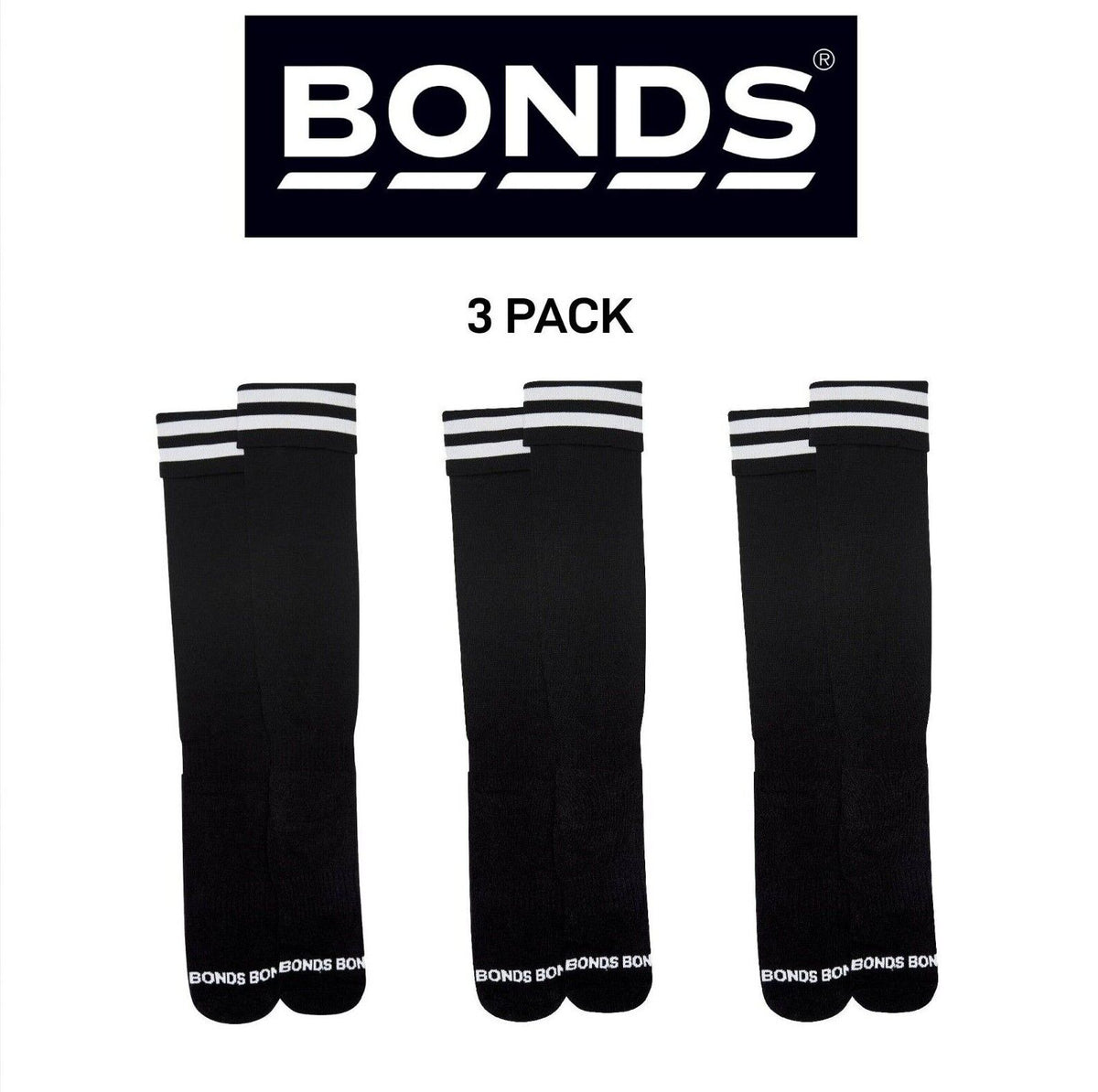 Bonds Mens Everyday Footy Football Sports Socks Comfy Arch Support 3 Pack SXMR1W