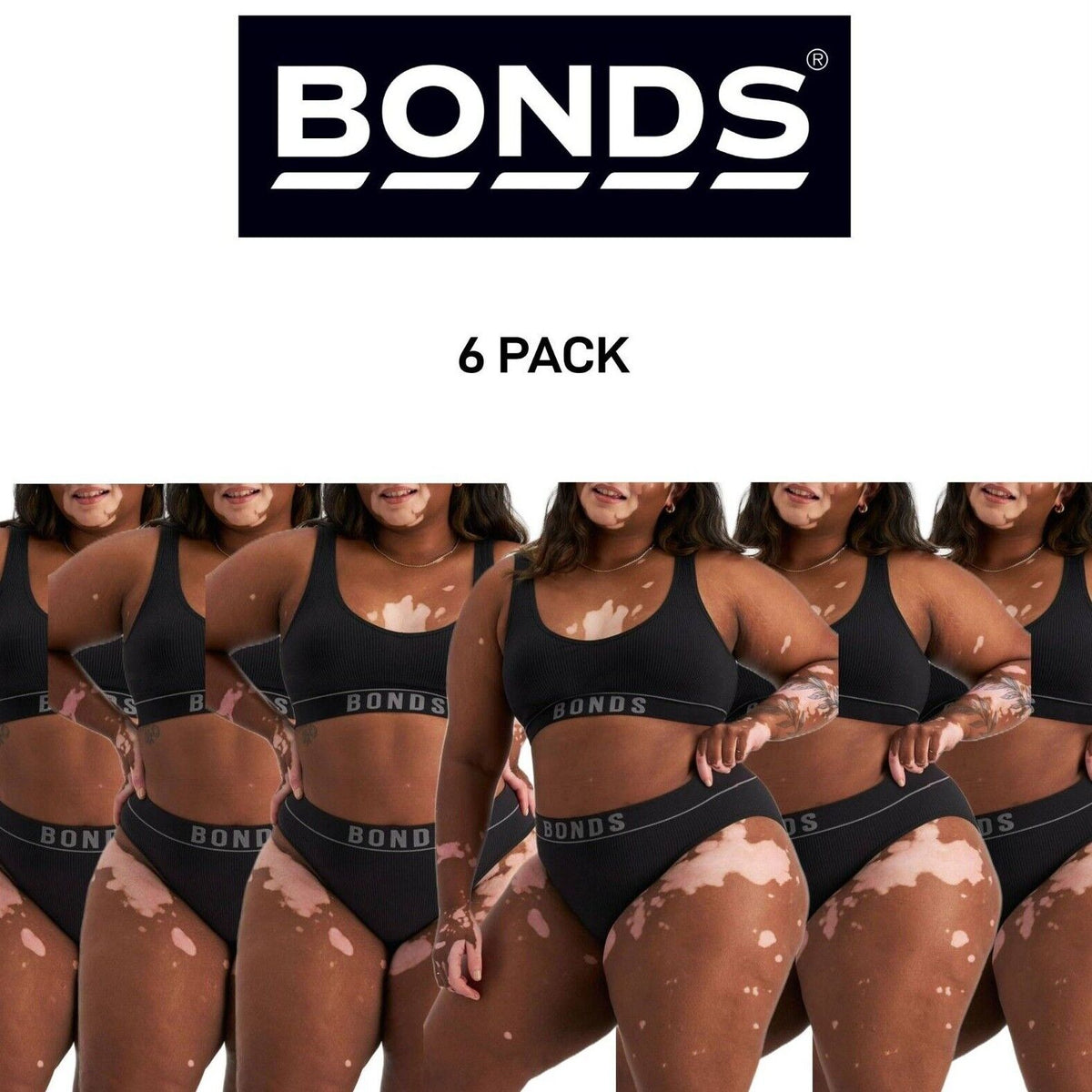 Bonds Womens Retro Rib Hi Leg Bikini Comfortable Smooth Waitband 6 Pack WU8GA