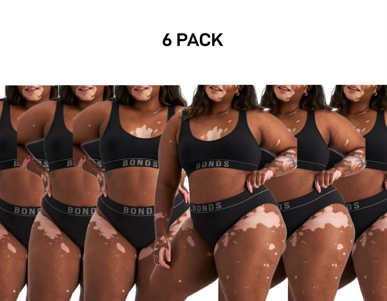 Bonds Womens Retro Rib Hi Leg Bikini Comfortable Smooth Waitband 6 Pack WU8GA