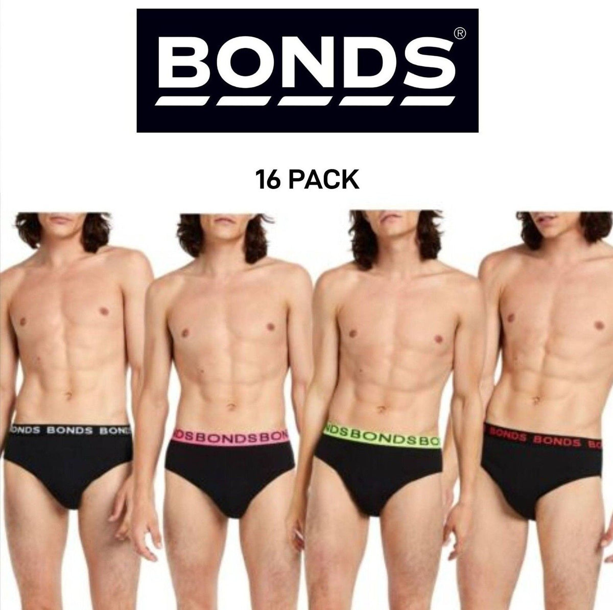 Bonds Mens Basic Hipster Briefs Cotton Stretchable Tailored Fit 16 Pack M38DM4