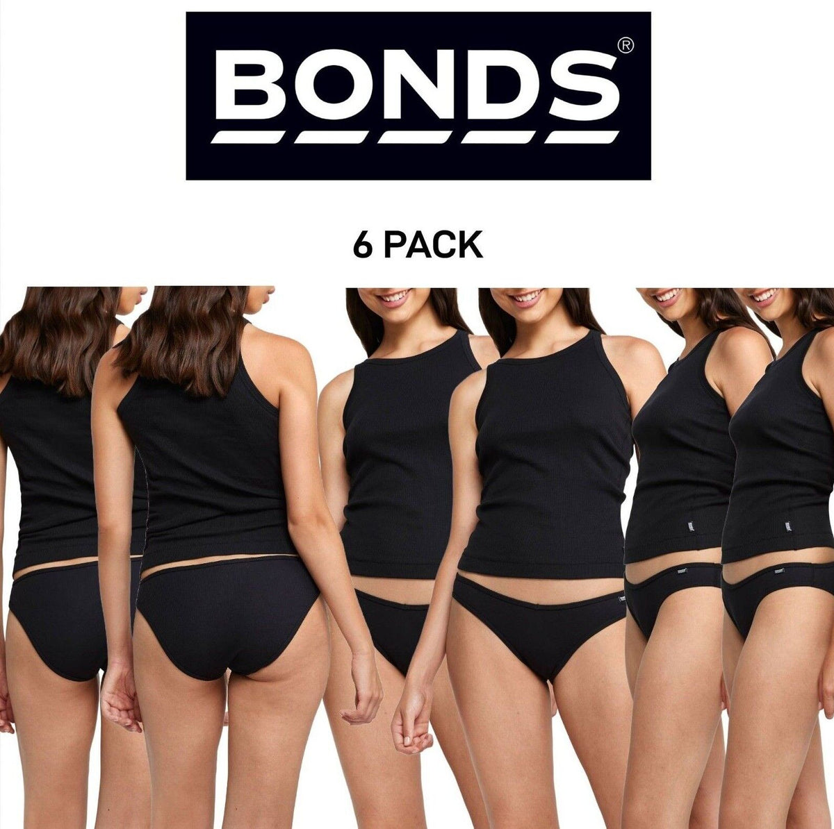 Bonds Womens Organics Ribbed Bikini Soft Skin Comfort Classic Brief 6 Pack WTHU