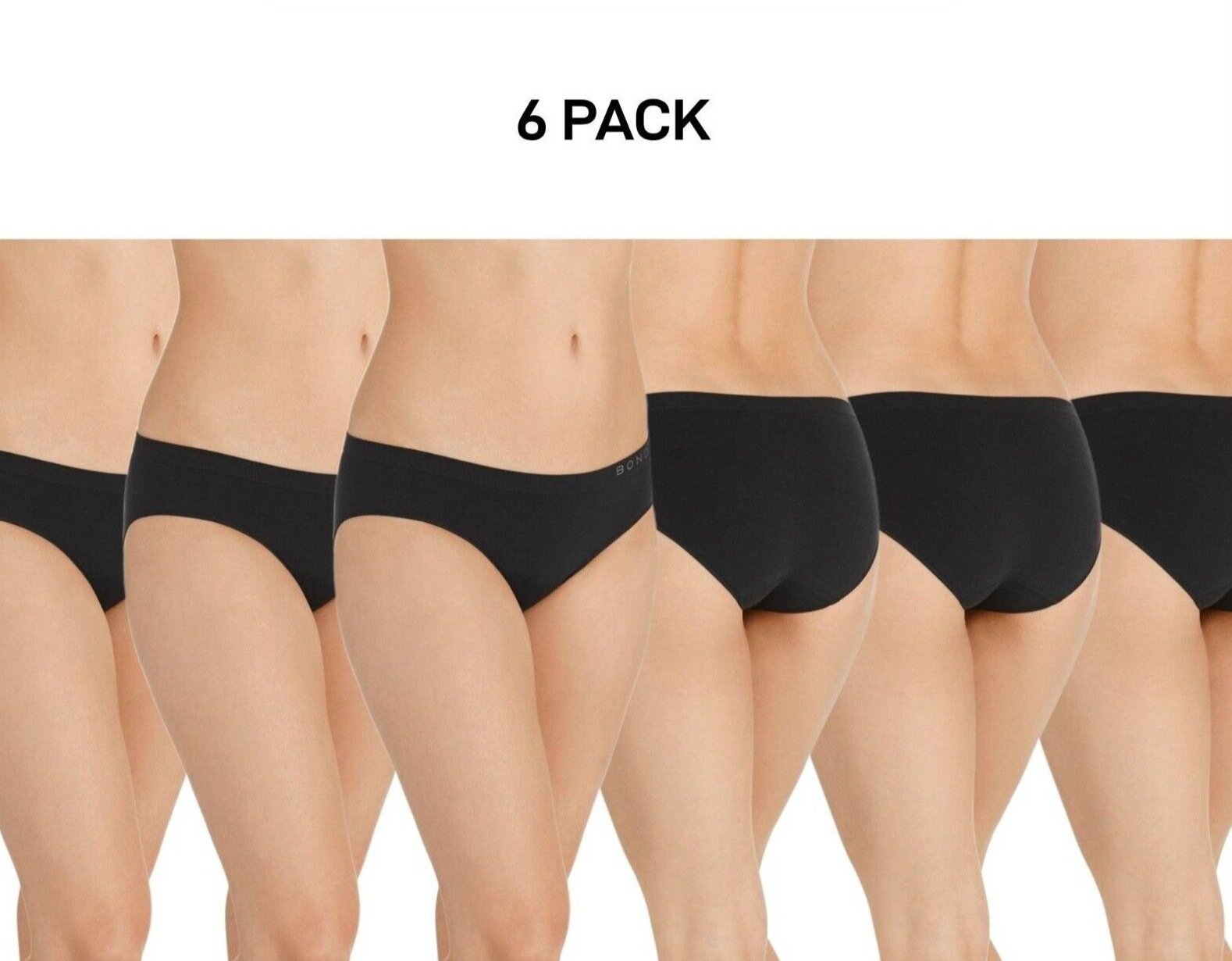 Bonds Womens Seamless Bikini Stretchy Trims Smooth Finish Brief 6 Pack WWGDA